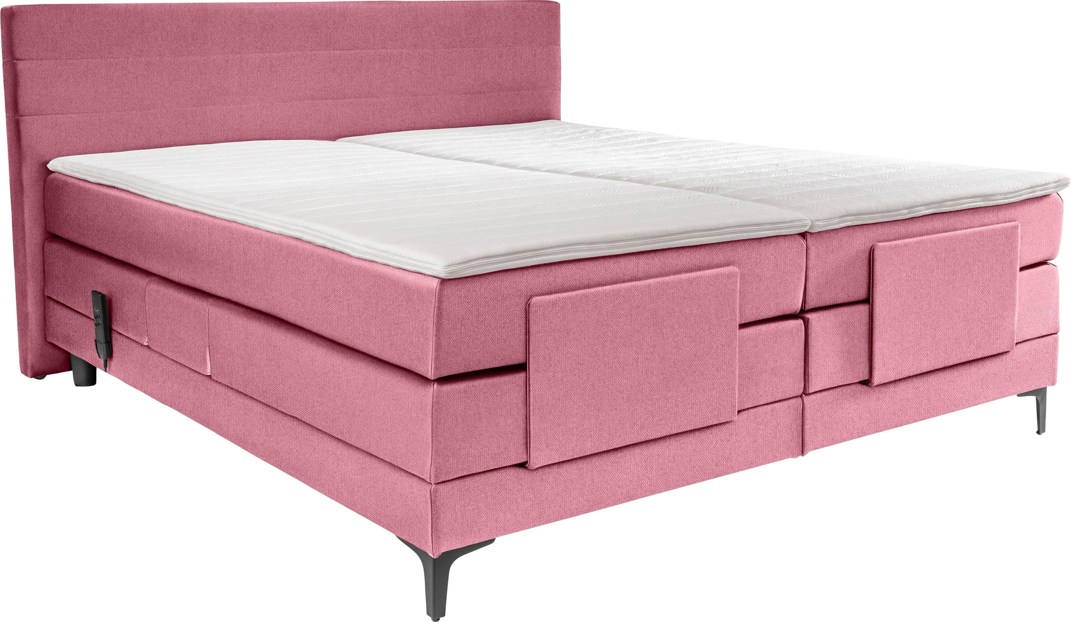 Boxspringbett ALINA Powell Elektrisch Verstellbar Rosa Chenille