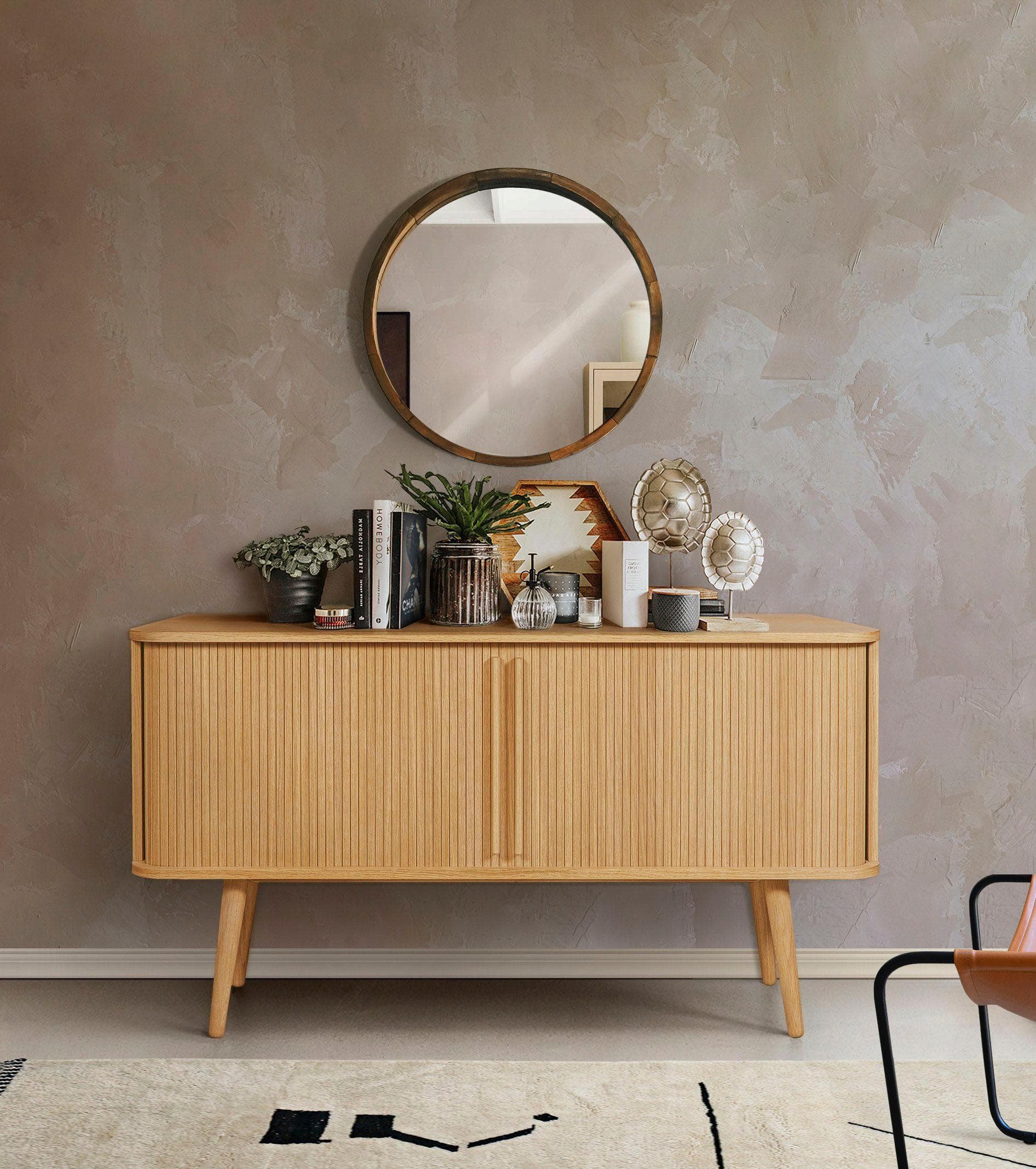 WOODMAN Sideboard Rove Eiche Furnier Beige Schiebetüren