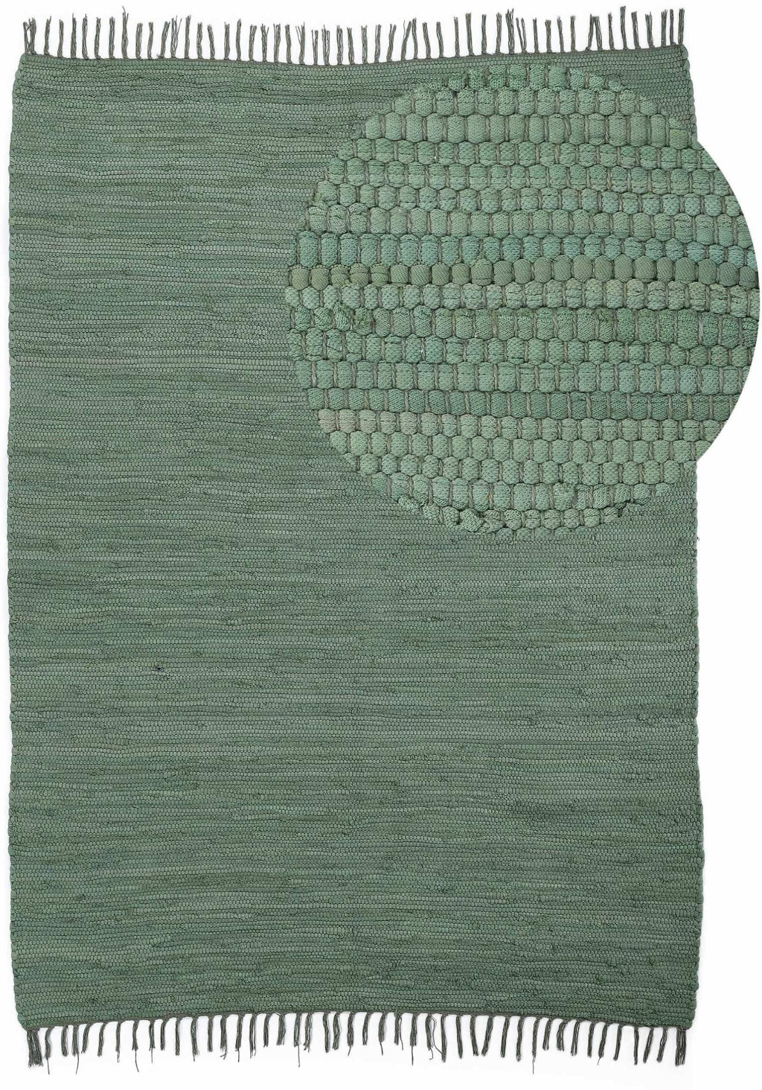 Home Affaire Handgewebter Baumwollteppich Handweb Uni - Wendeteppich mit Fransen