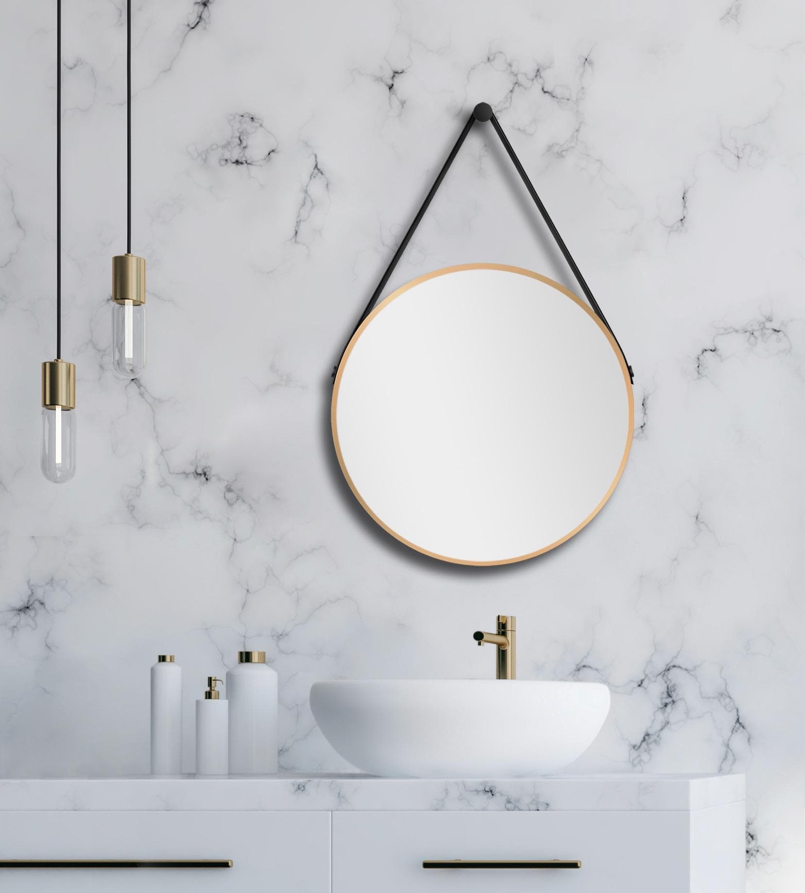 TALOS Dekorativer Runder Wandspiegel Gold Aluminiumrahmen