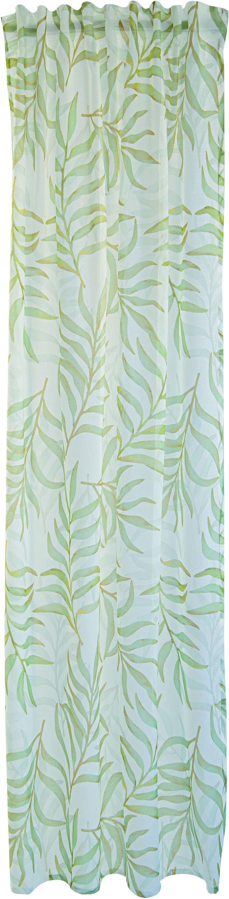 HOMING Gardine Soma Grün Organza Floral 140x245cm