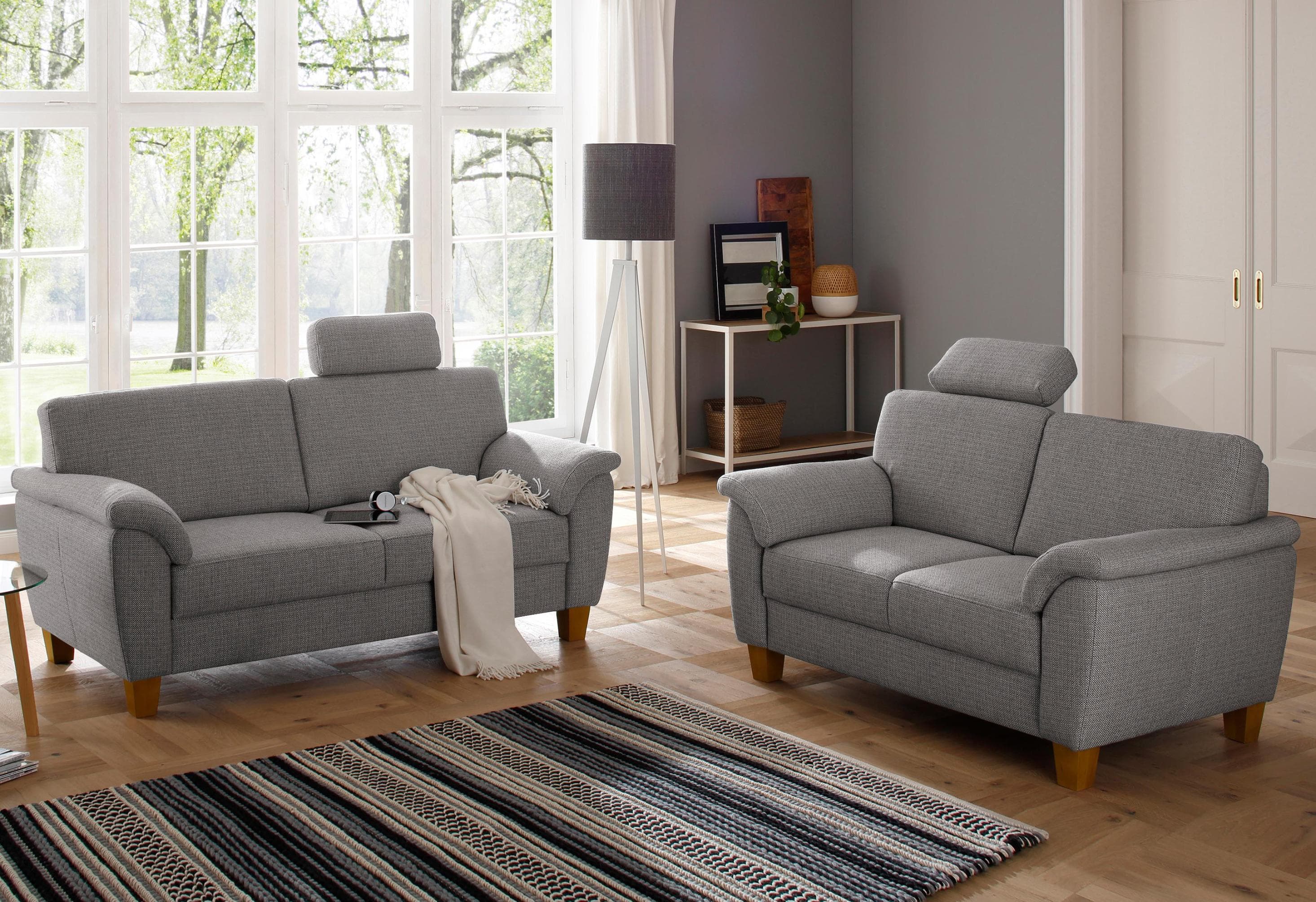 Polstergarnitur Set mit Federkern und Kontrastnaht