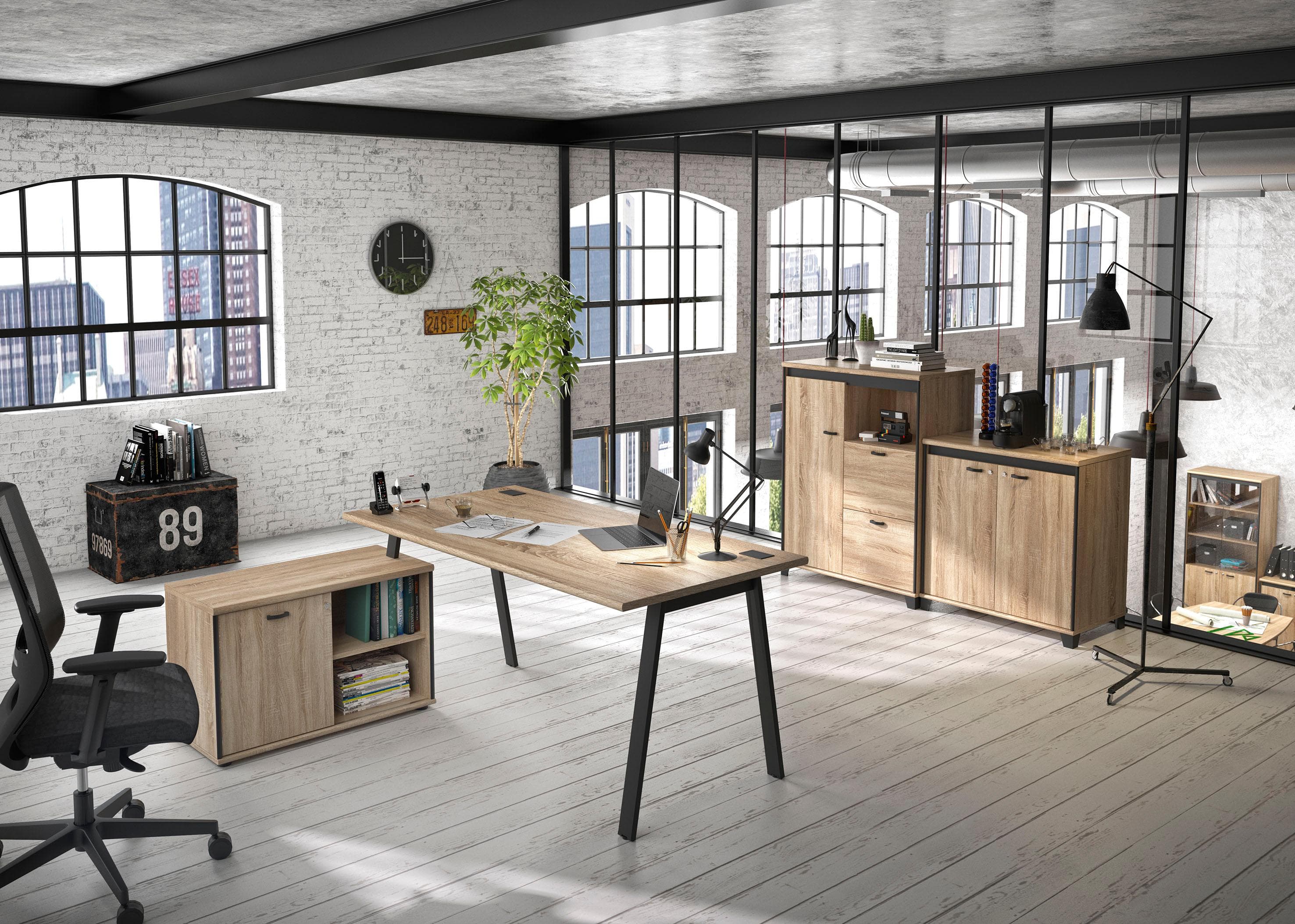 Aktenschrank GAMI MAMBO Braun Eiche Sonoma mit Schubladen