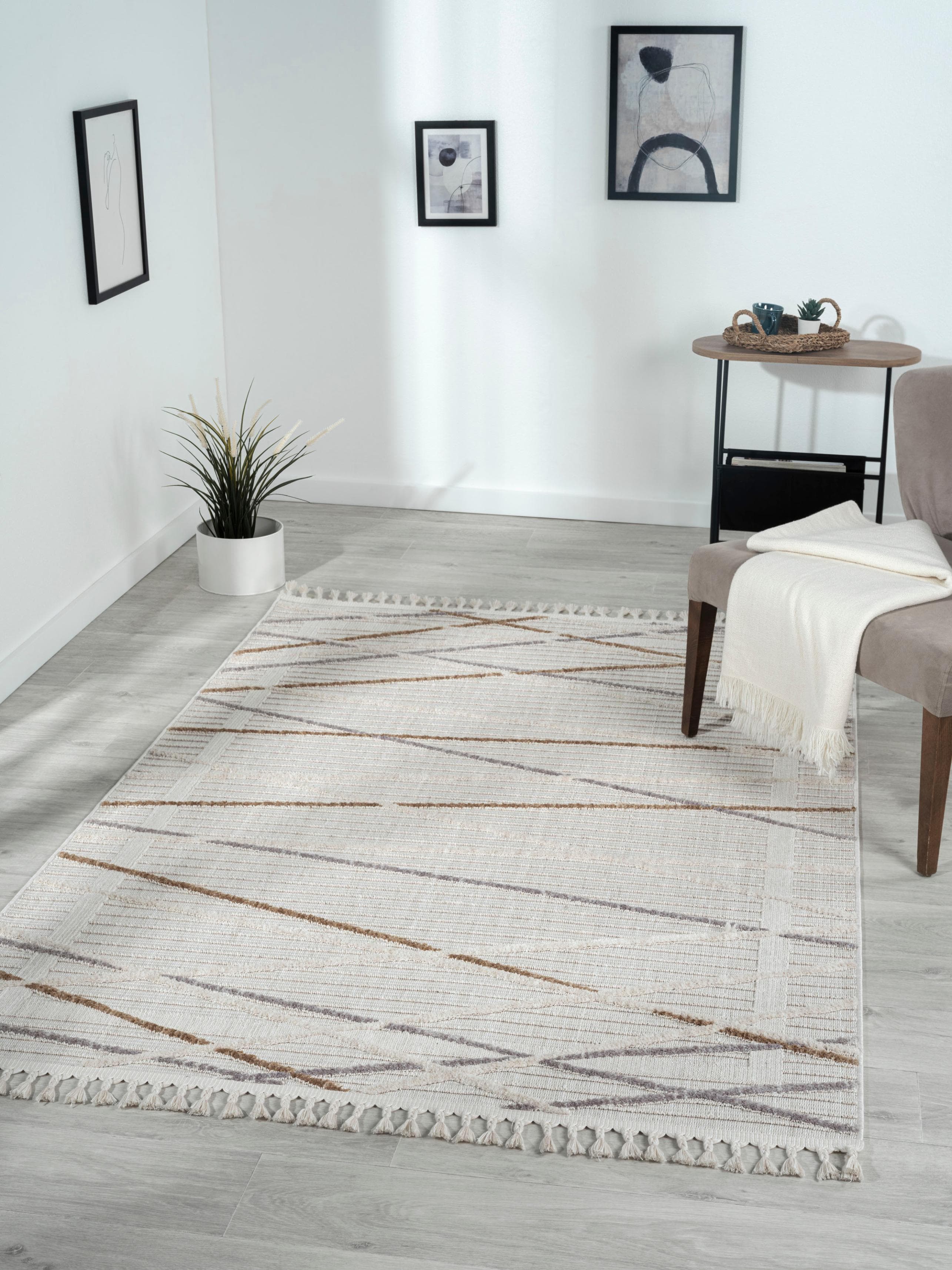 MyFlair Teppich Luana 1 Beige/Braun Grau Hoch-Tief-Effekt