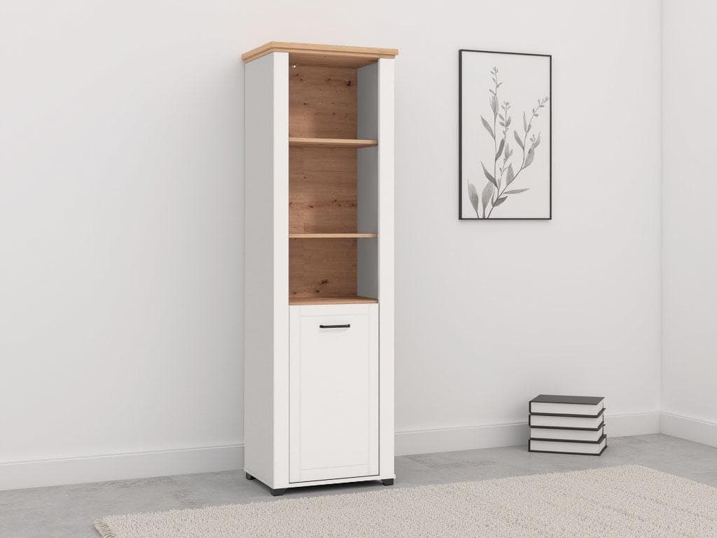 HOME AFFAIRE Vitrine Valencia Weiß Eiche 5 Fächer