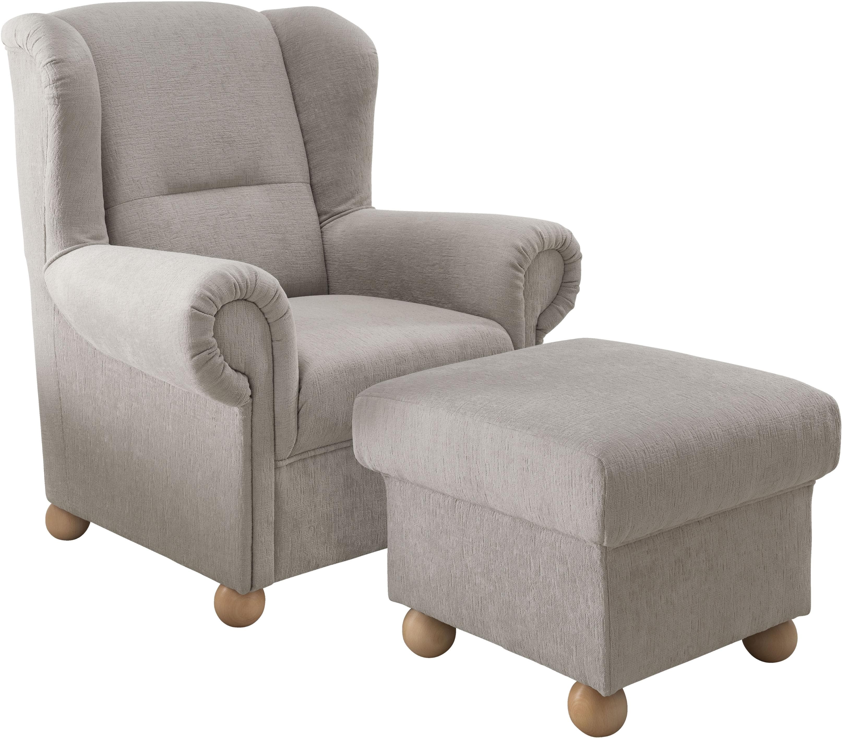 Polstergarnitur HOME AFFAIRE Torello taupe Microfaser mit Sessel und Hocker