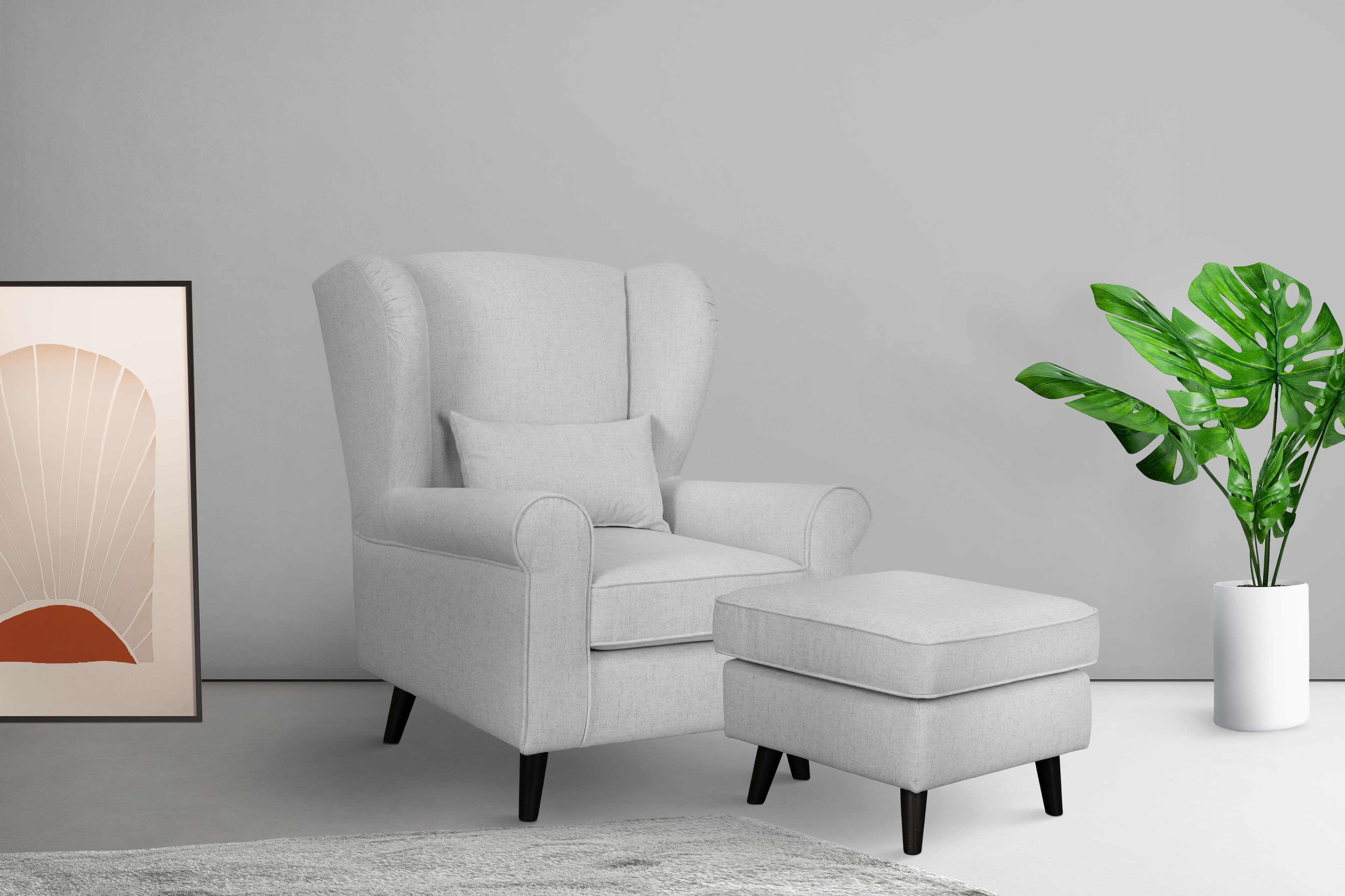 Home Affaire Ohrensessel CHISTELLE mit Hocker Creme