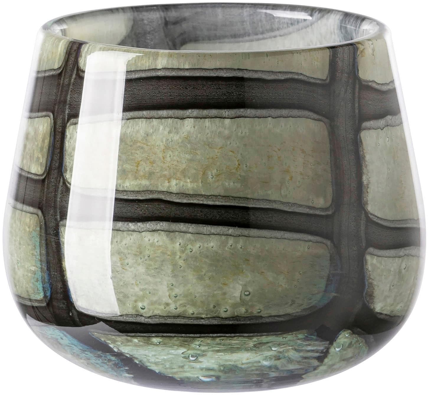 Fink MARLY Glasvase - Eleganter Windlicht & Blumenvase in Hellgrün/Schwarz