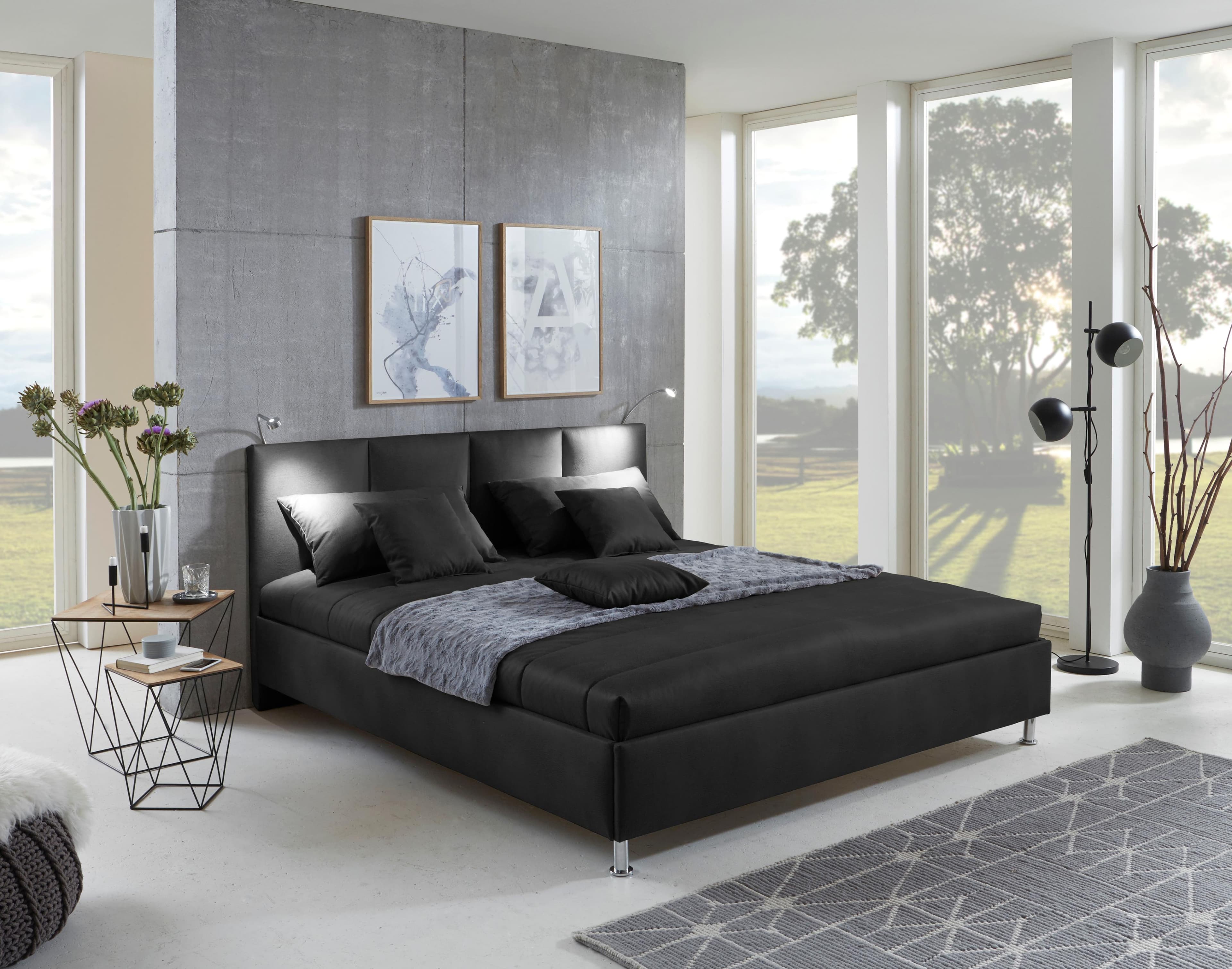 Westfalia Schlafkomfort Polsterbett Altea Schwarz mit Matratze