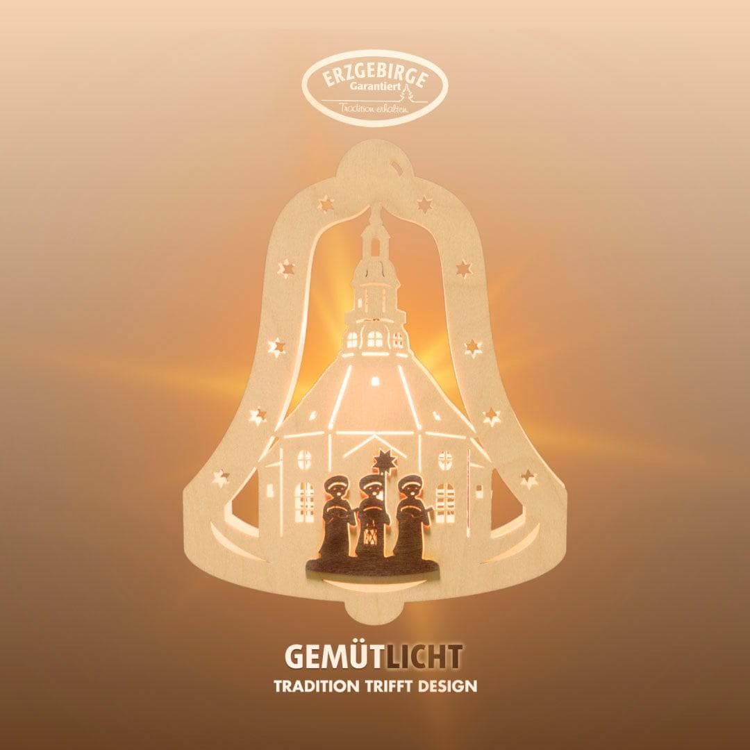 Weigla beleuchtetes Fensterbild Glocke Kurrende, NATUR-BRAUN, Made in Germany