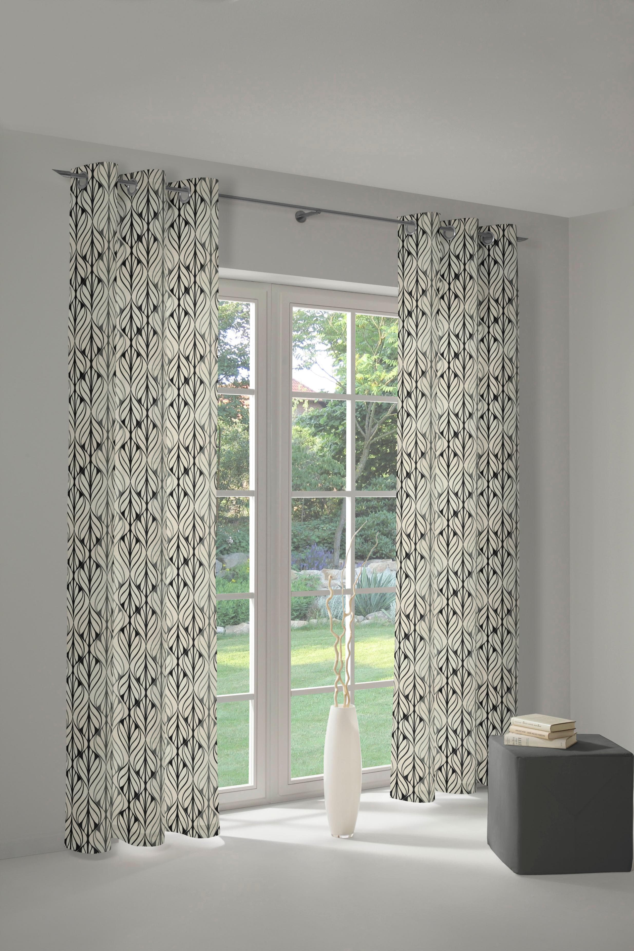 ADAM Vorhang Wave Leinen Bio-Baumwolle Retro Weiß Grau Schwarz