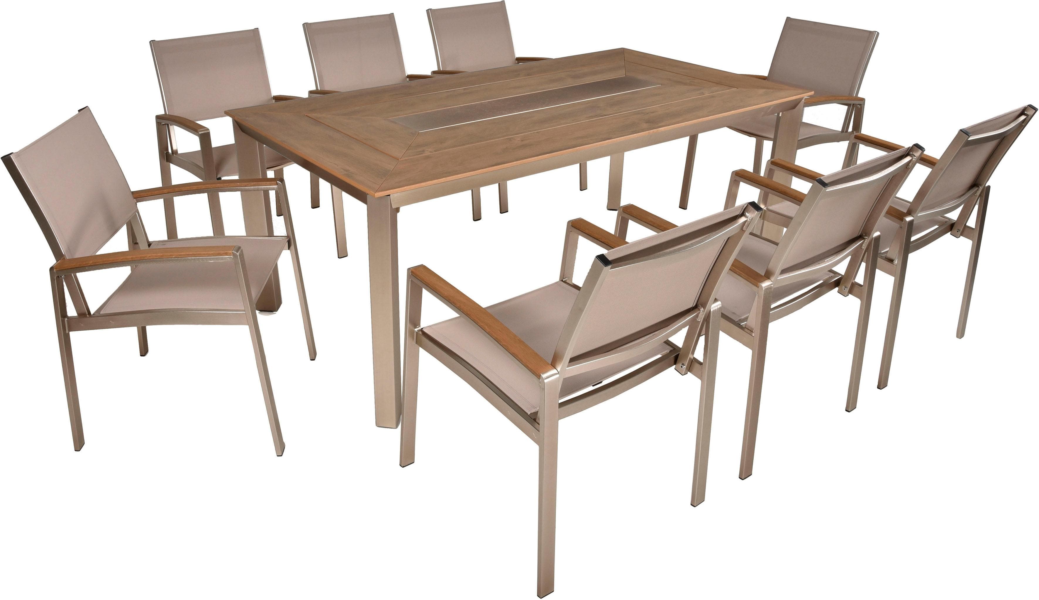 Garden Pleasure Garten-Essgruppe FLORENCE 9-tlg. Aluminium Braun