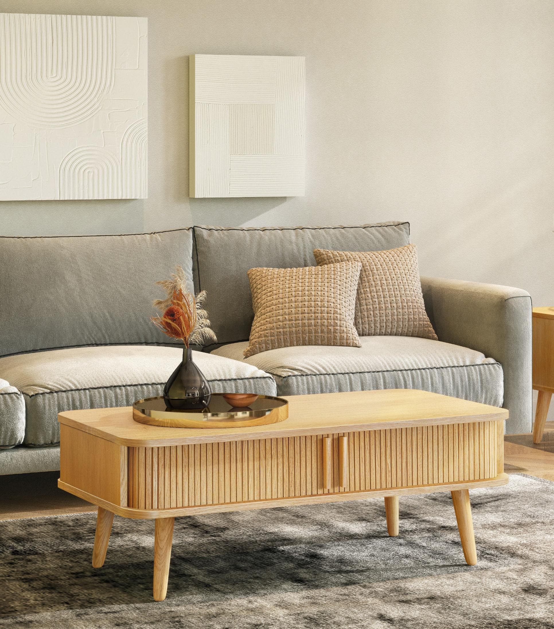 WOODMAN Couchtisch Rove Beige Teilmassiv FSC-zertifiziert