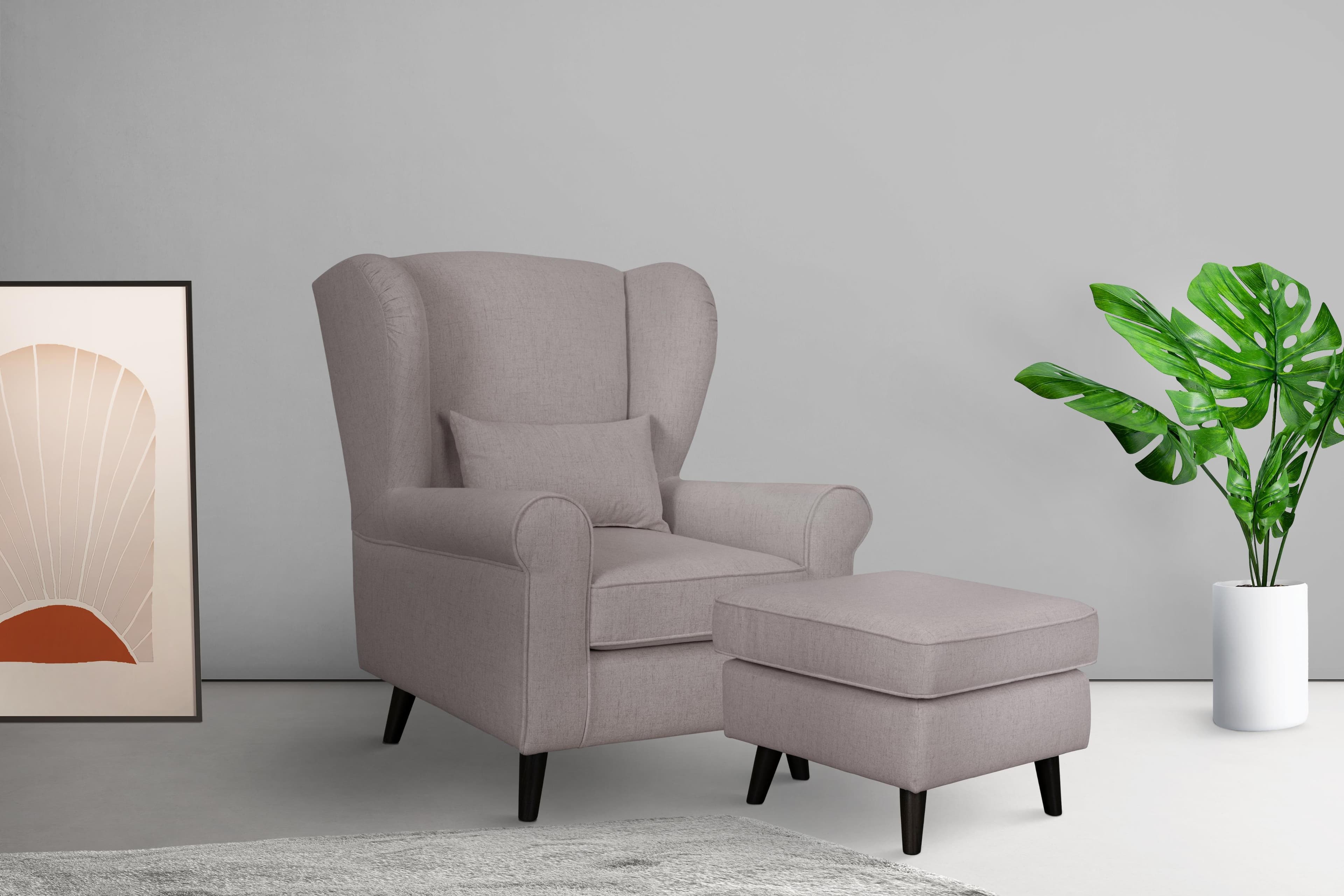 Home Affaire Ohrensessel CHISTELLE mit Hocker Beige