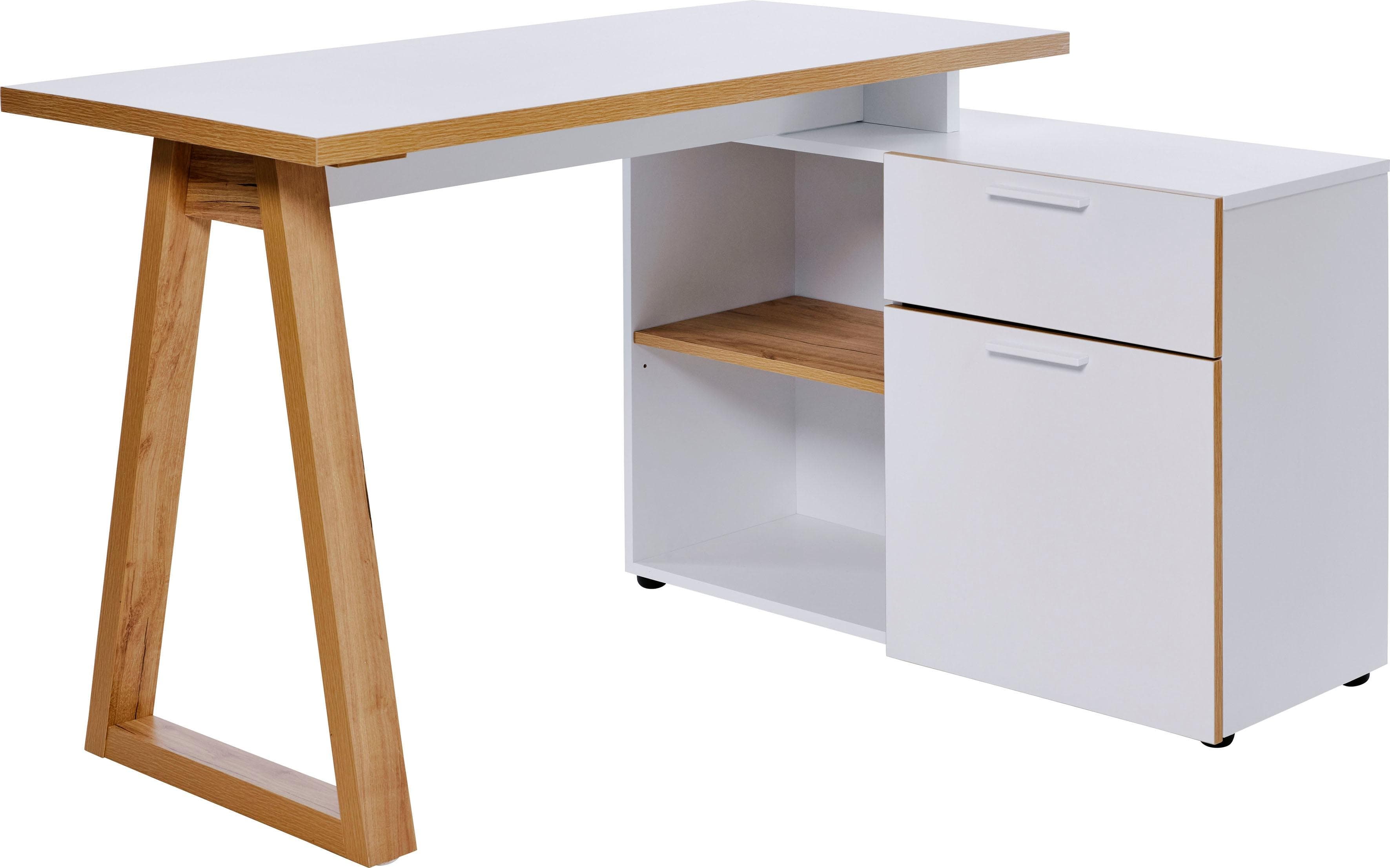 JAHNKE Eckschreibtisch CLUB C 130 E Weiß Kernesiche