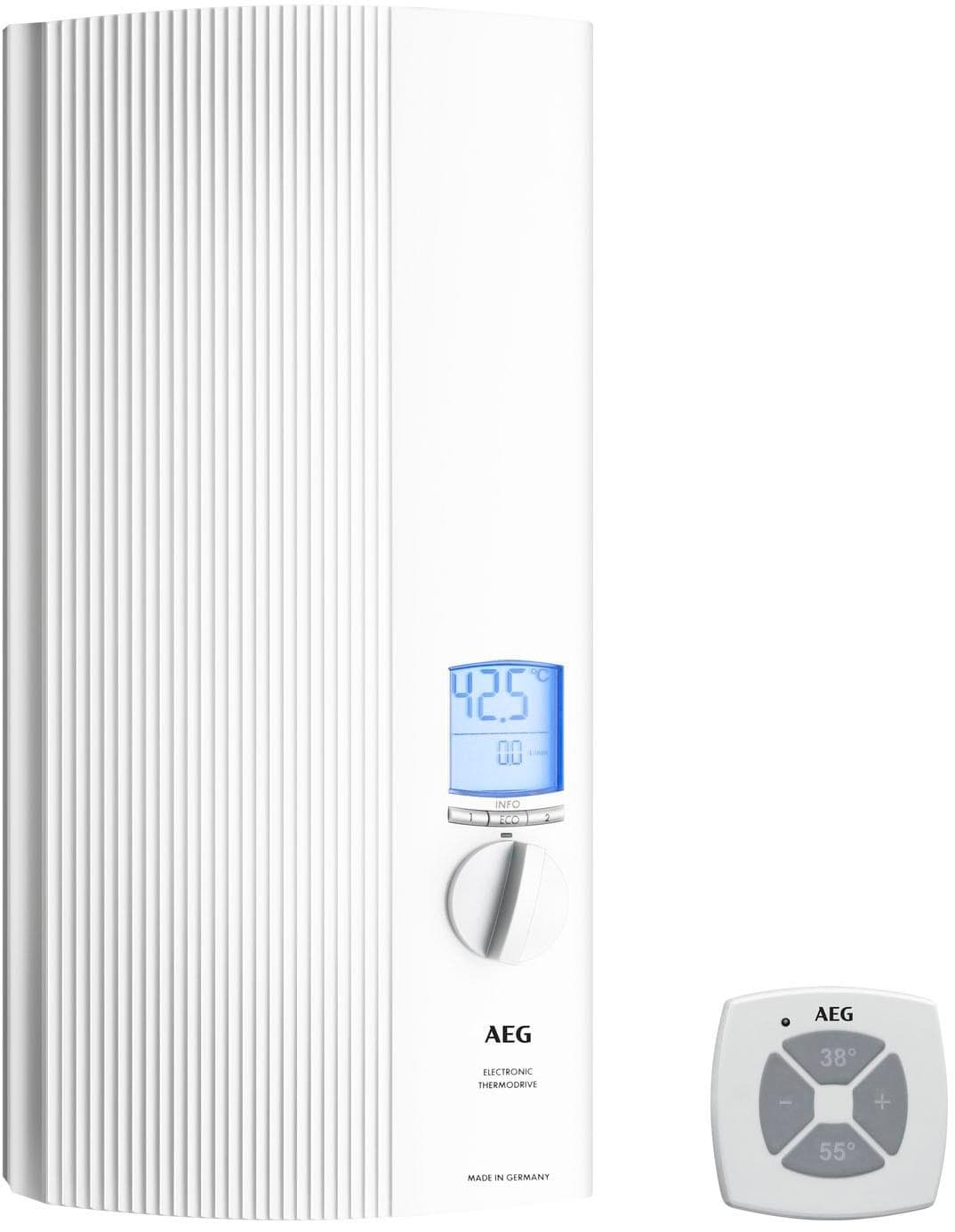 AEG Haustechnik Komfort-Durchlauferhitzer DDLE TD 27 kW Voll Elektronisch LC-Display ECO-Funktion Regendusche