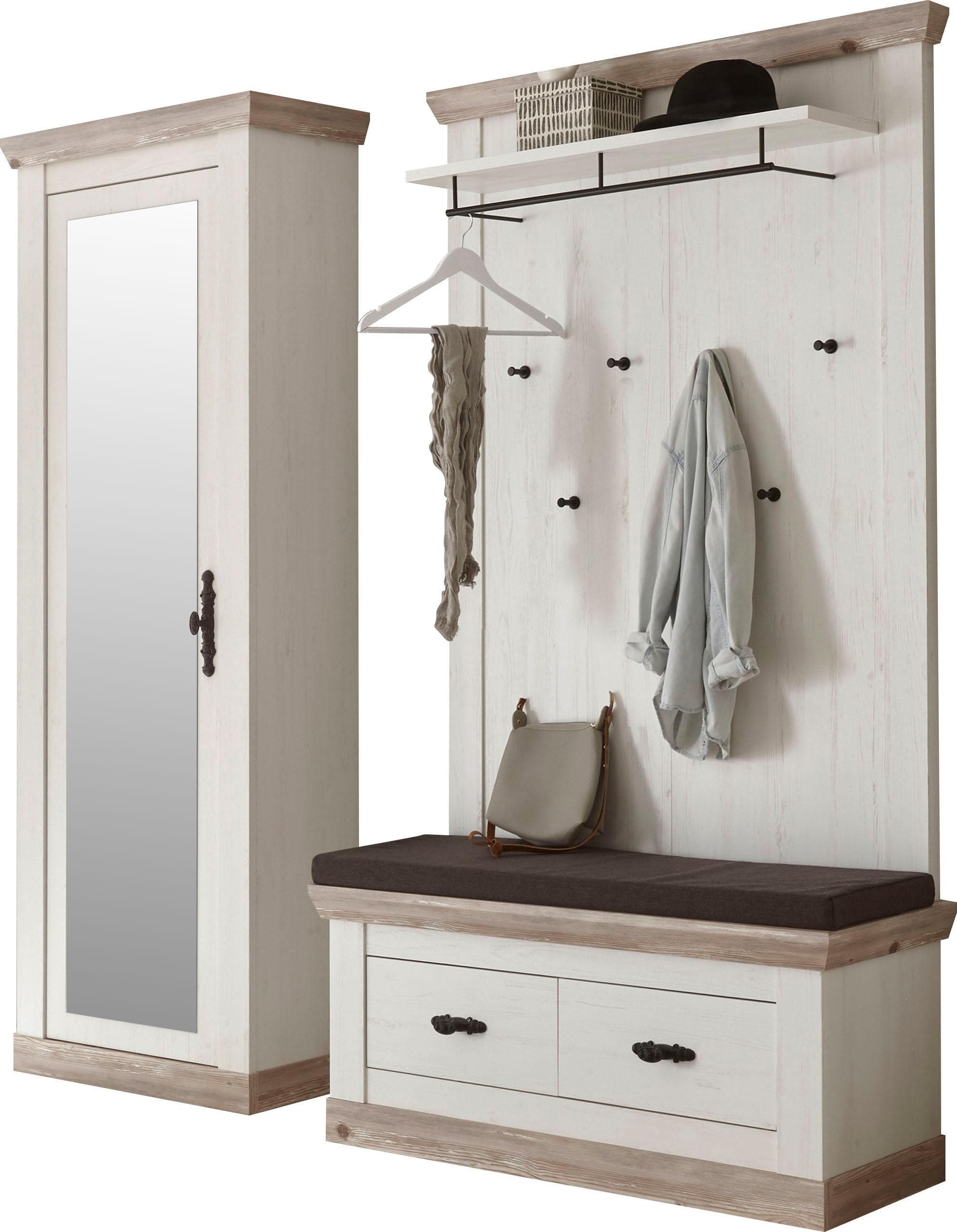 Romantisches Garderobenset mit Sitzkissen (3-teilig) im Landhaus-Stil