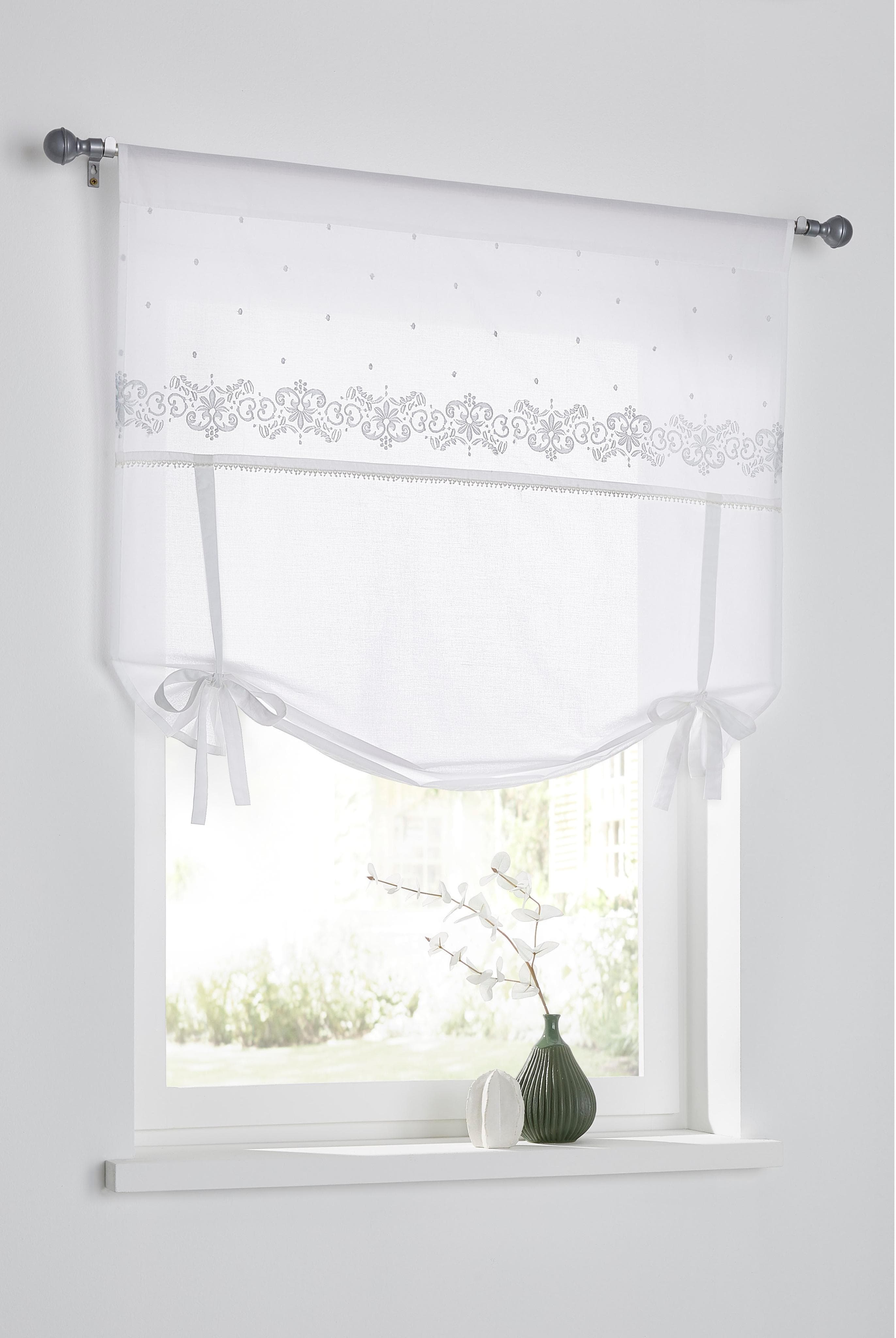 Raffrollo KUTTI "Jolie" Gr. 4 Grau/Weiß 120x100 cm Baumwolle