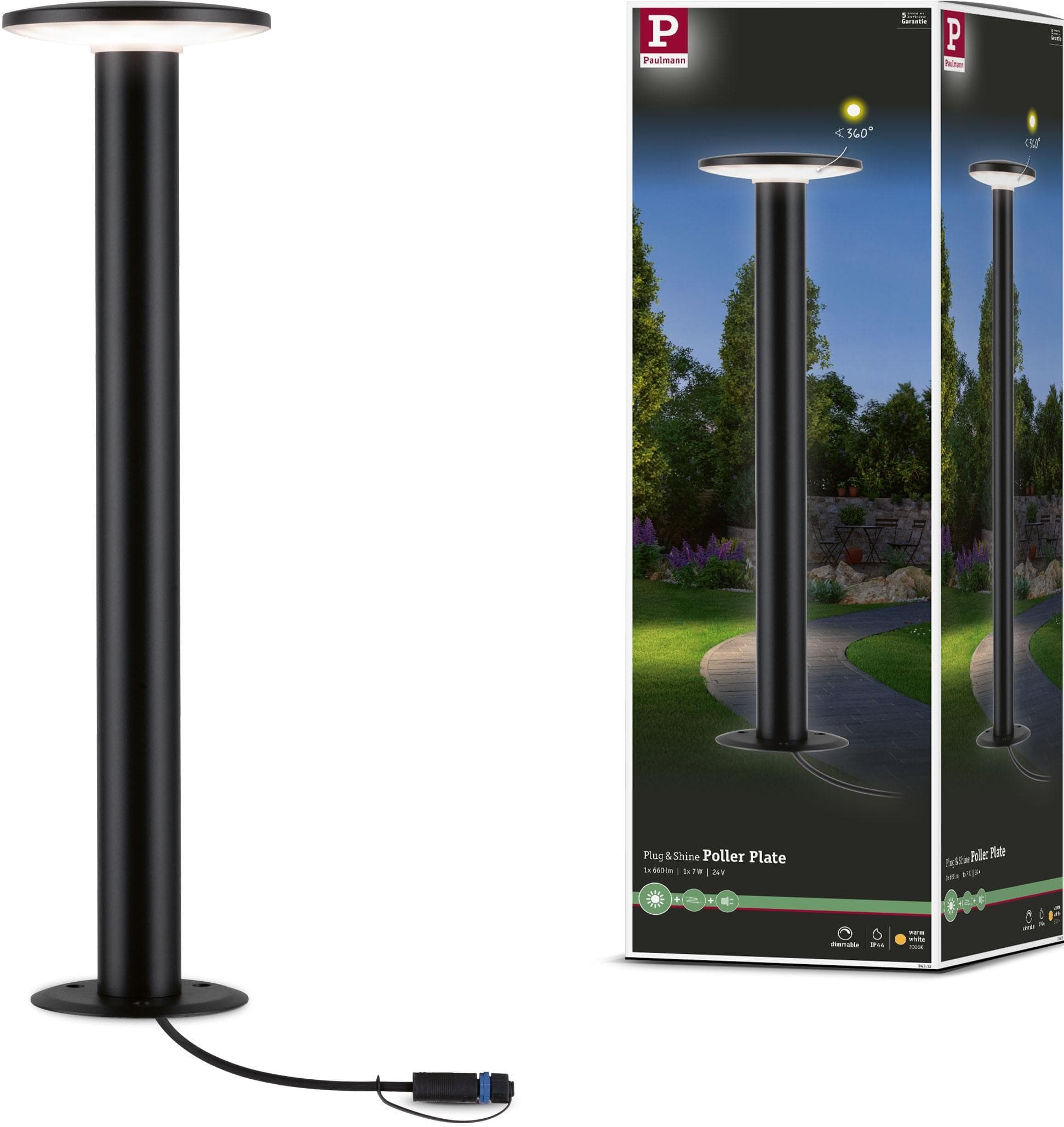 Paulmann Plug & Shine Plate LED-Wegeleuchte 3.000K Anthrazit