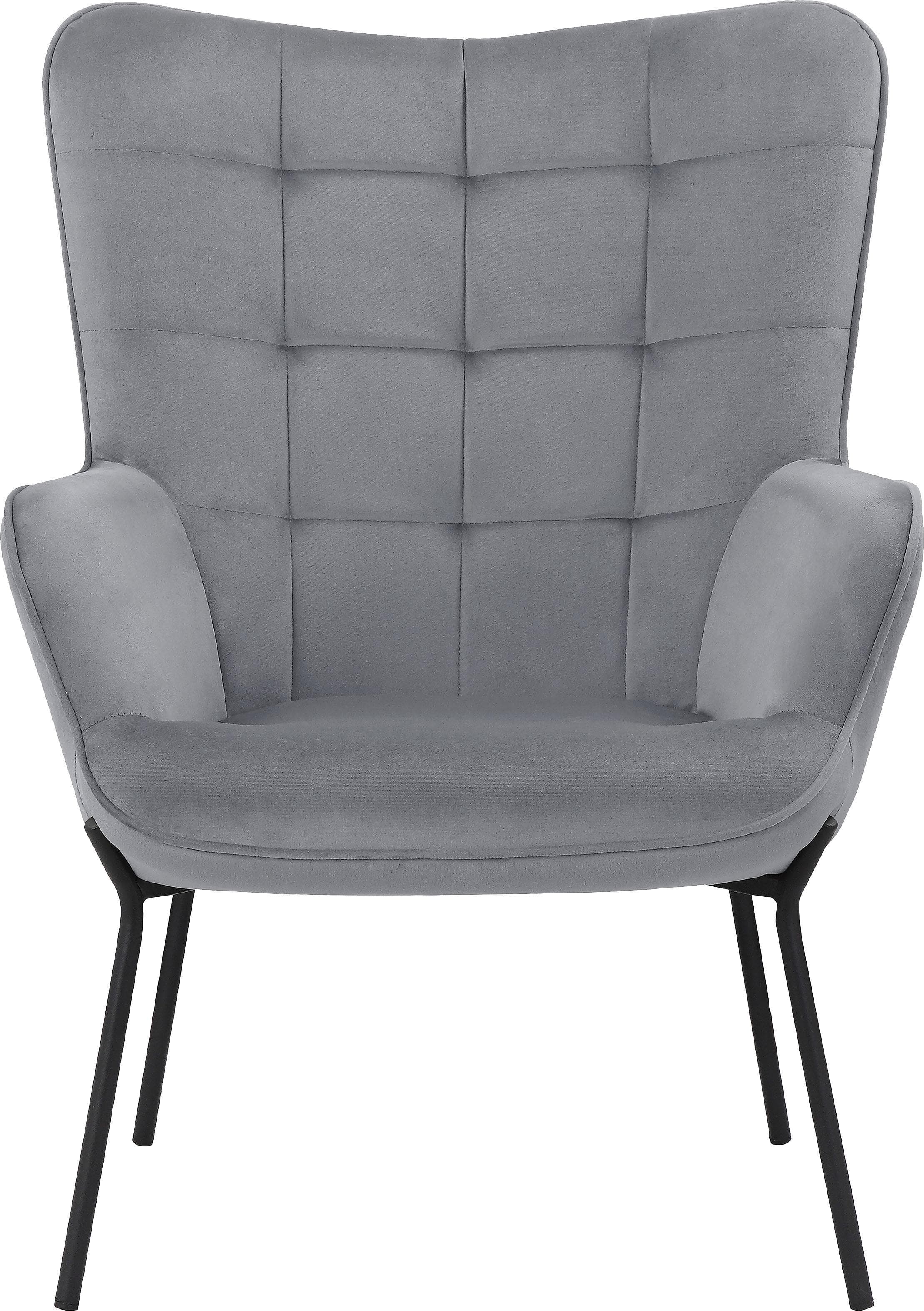 HOME AFFAIRE Luukas Ohrensessel Metallbeine Hellgrau Schwarz