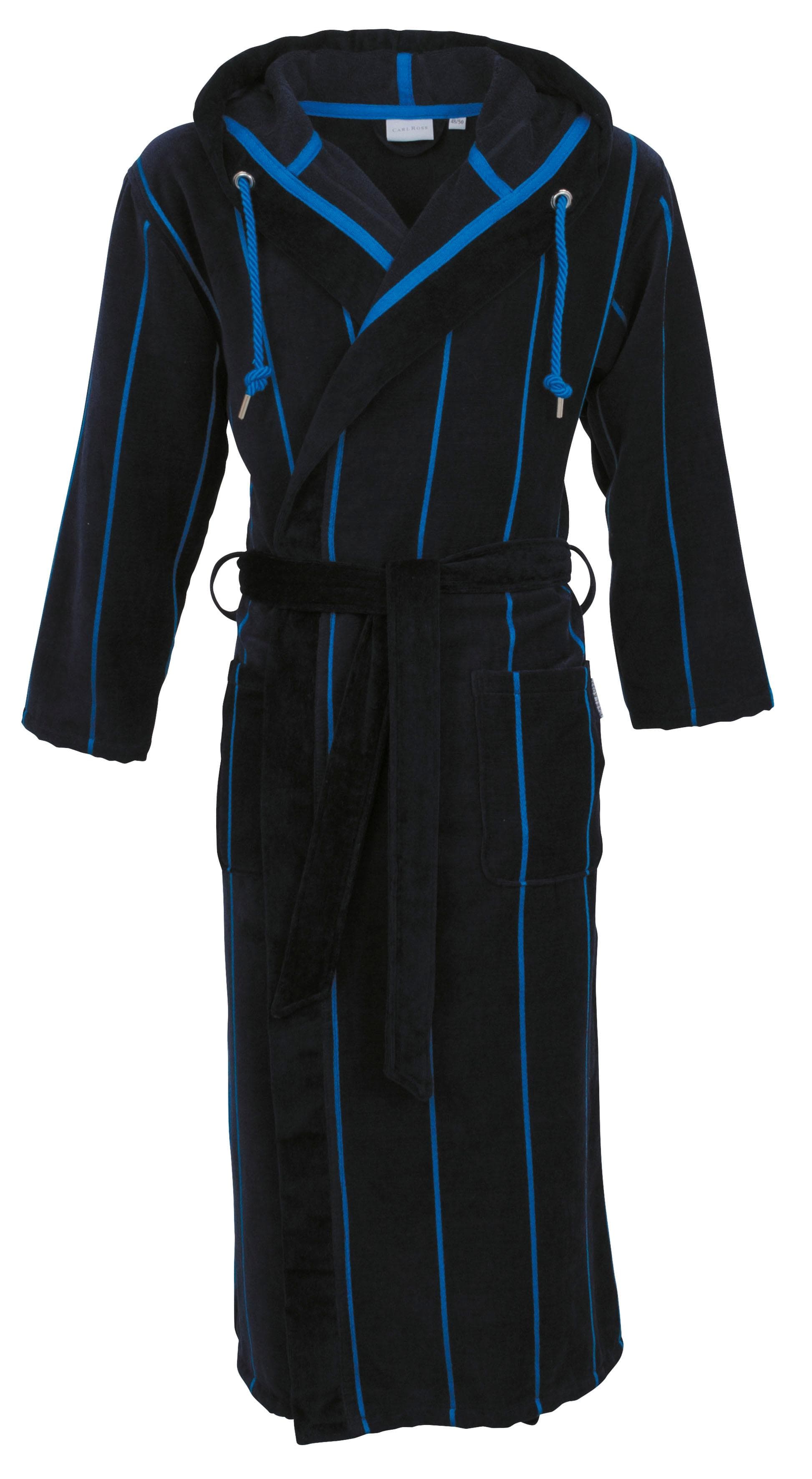 Herrenbademantel Carl Ross Velours Langform blau 130cm