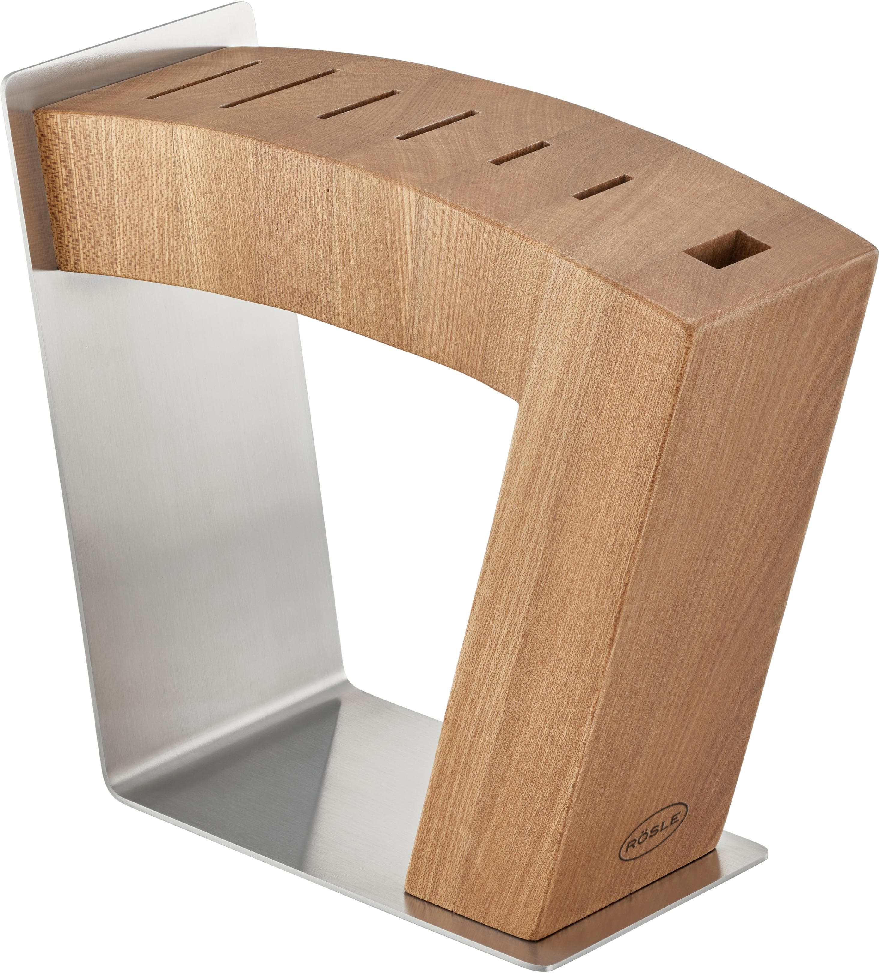 RÖSLE Messerblock MoveX Edelstahl Ulmenholz 6 Steckplätze