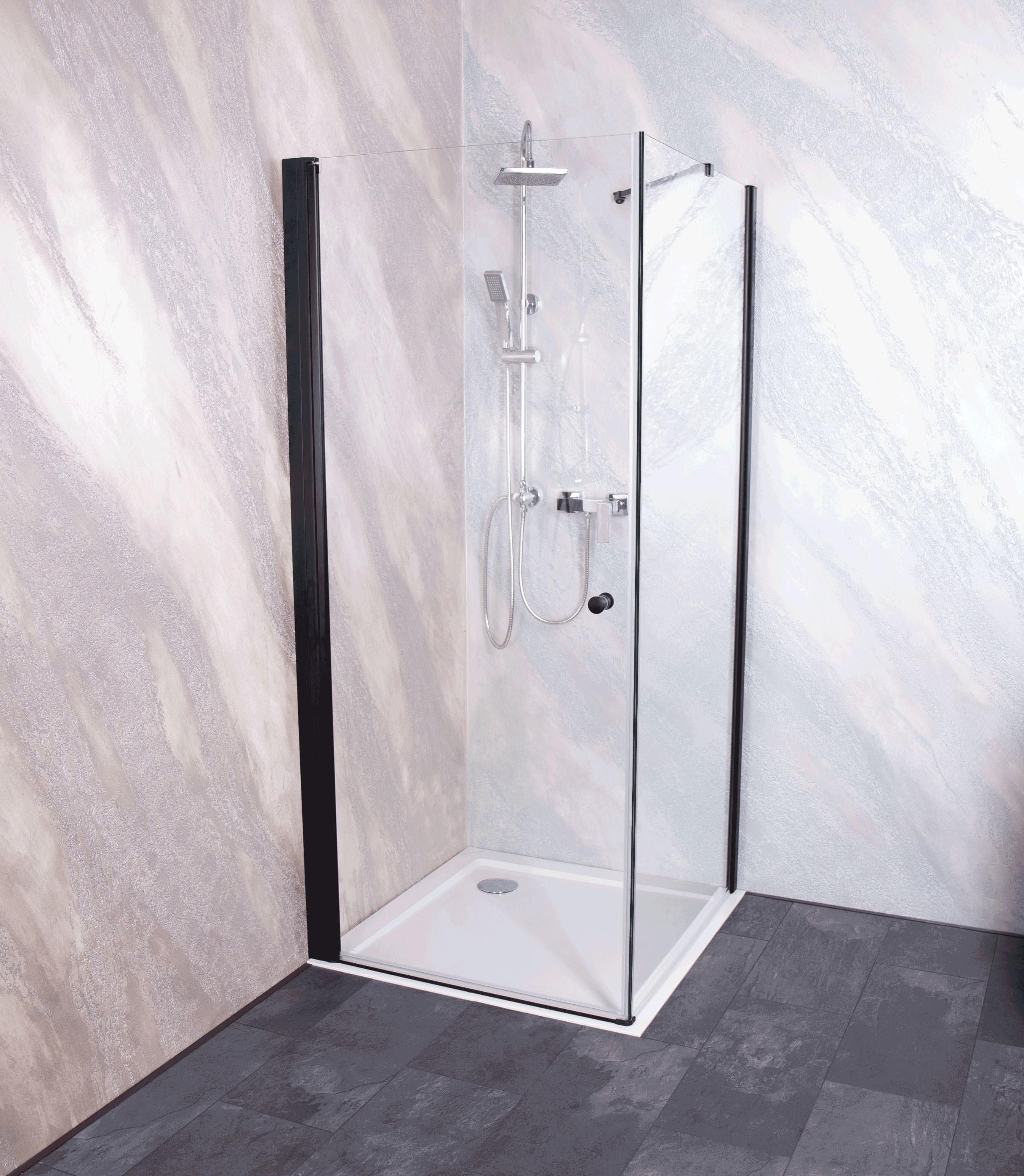 Sanoflex Black YOUNG Duschwand 75x195cm Schwarz