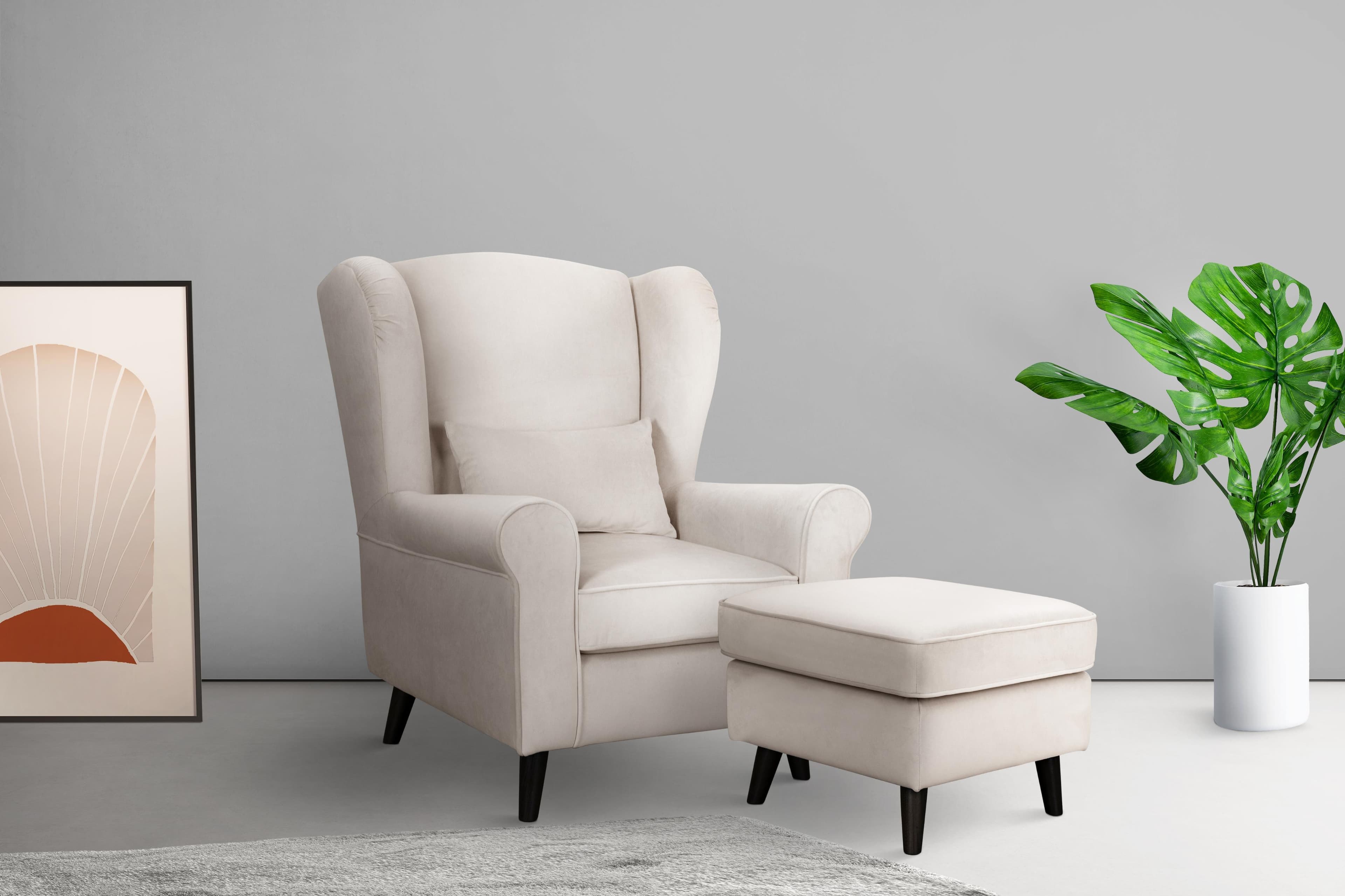 Home Affaire Ohrensessel CHISTELLE Creme mit Hocker