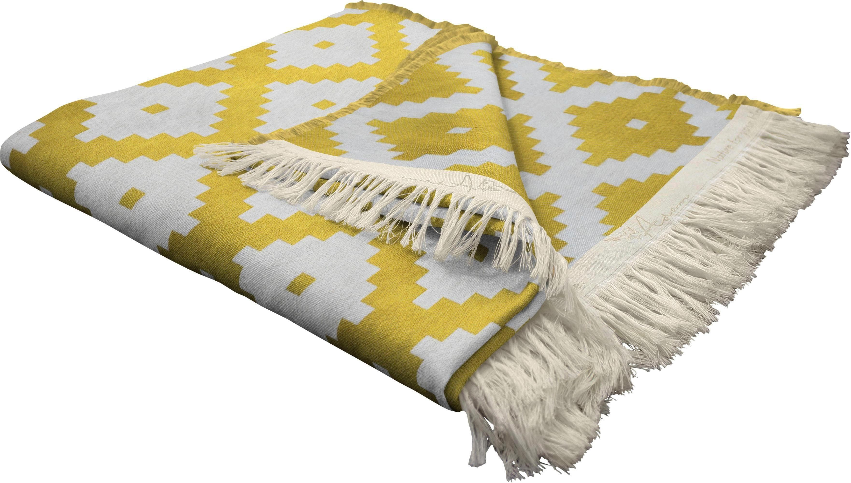 ADAM Wohndecke Maroccan Shiraz Gelb Jacquard Bio-Baumwolle