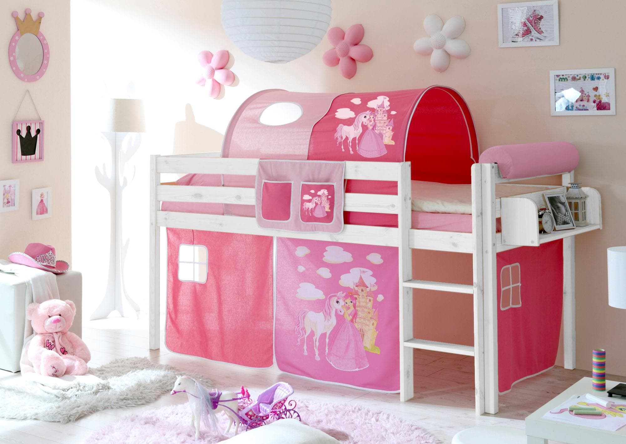 TICAA Hochbett Malte mit Rollrost und Matratze - Modernes Kinderhochbett