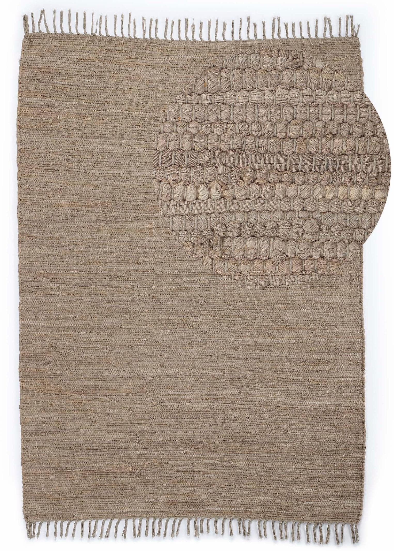 Home Affaire Handgewebter Baumwollteppich Handweb Uni - Wendeteppich mit Fransen