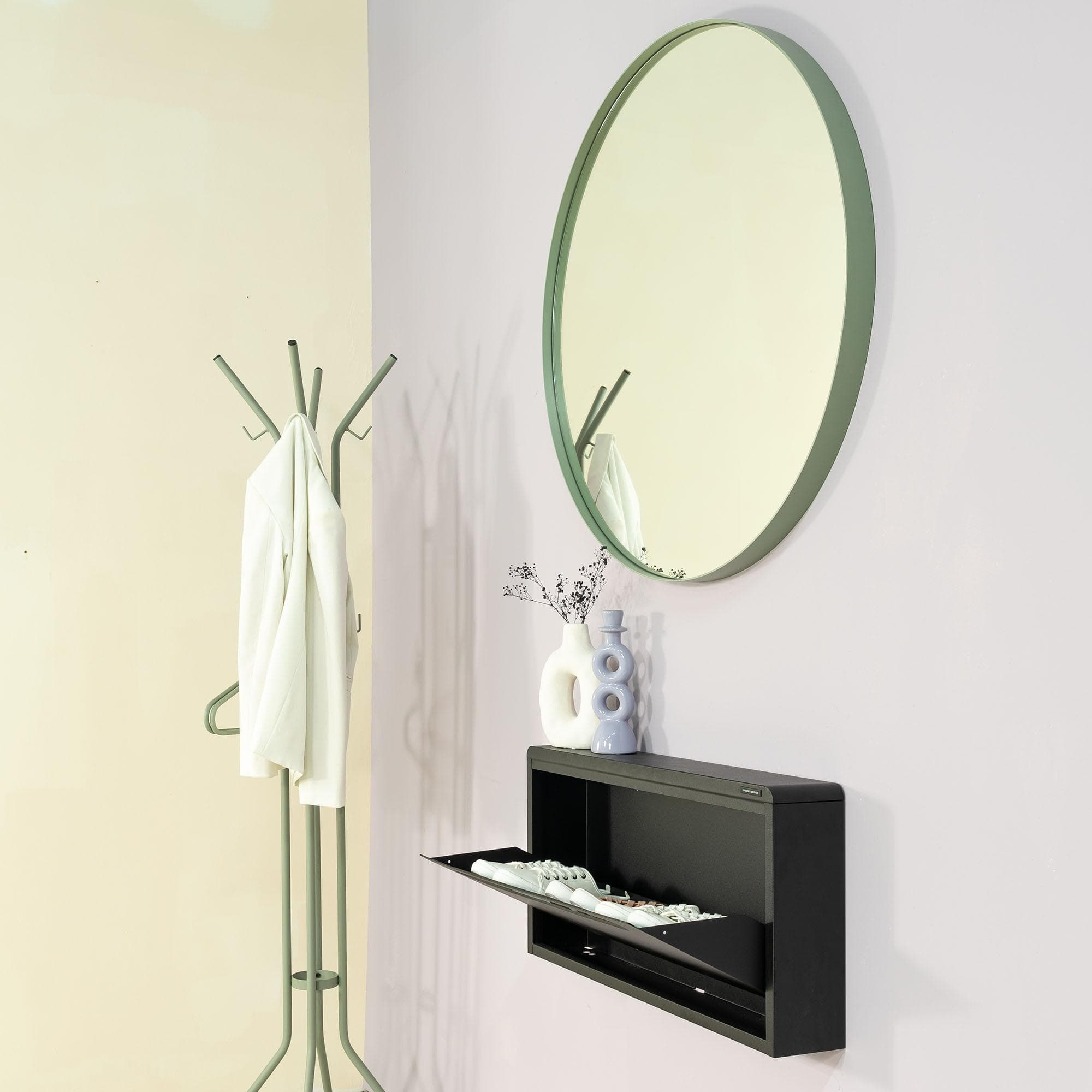 SPINDER DESIGN Schuhschrank MARIO Schwarz Stahl Falttür