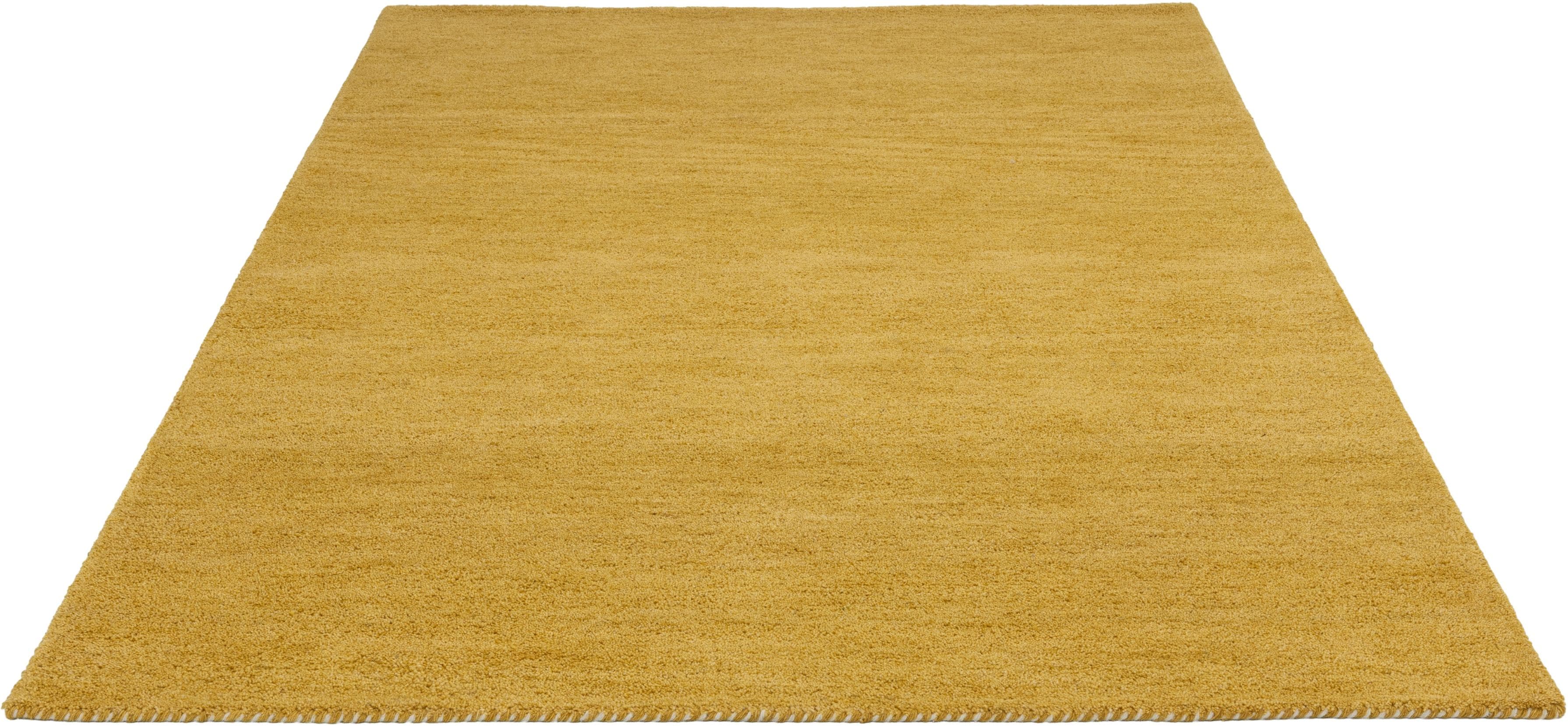 THEKO Wollteppich Gabbeh Uni Handweb Teppich