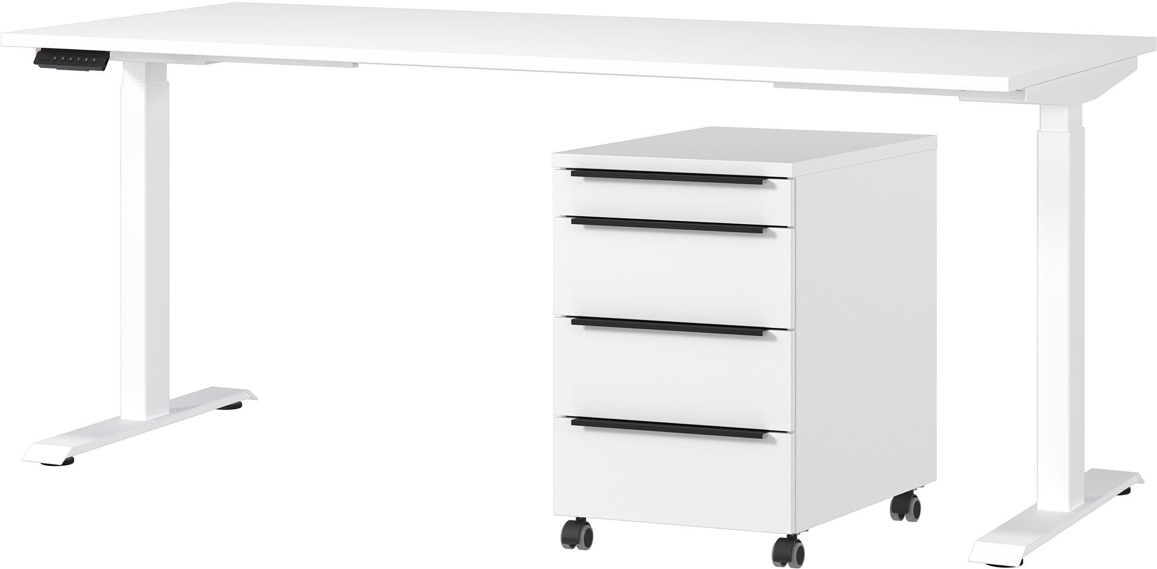 Büromöbel-Set GERMANIA Mailand inkl. Schreibtisch & Rollcontainer Weiß