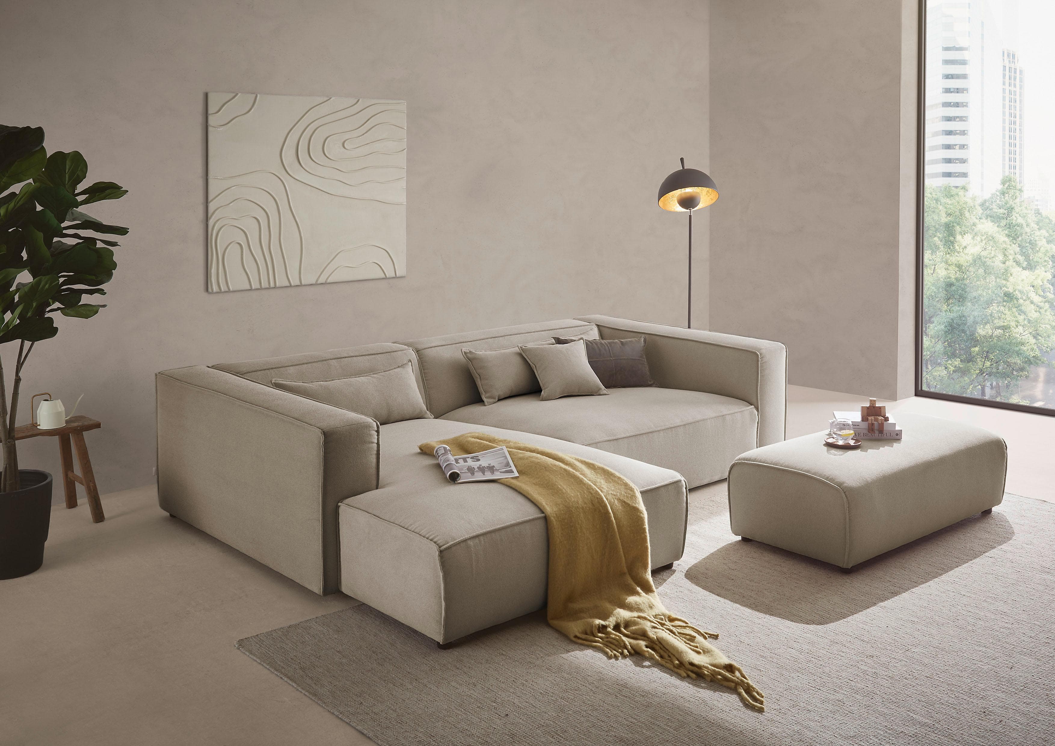 LeGer Home Ecksofa PIARA XXL L-Form mit Schlaffunktion Greige