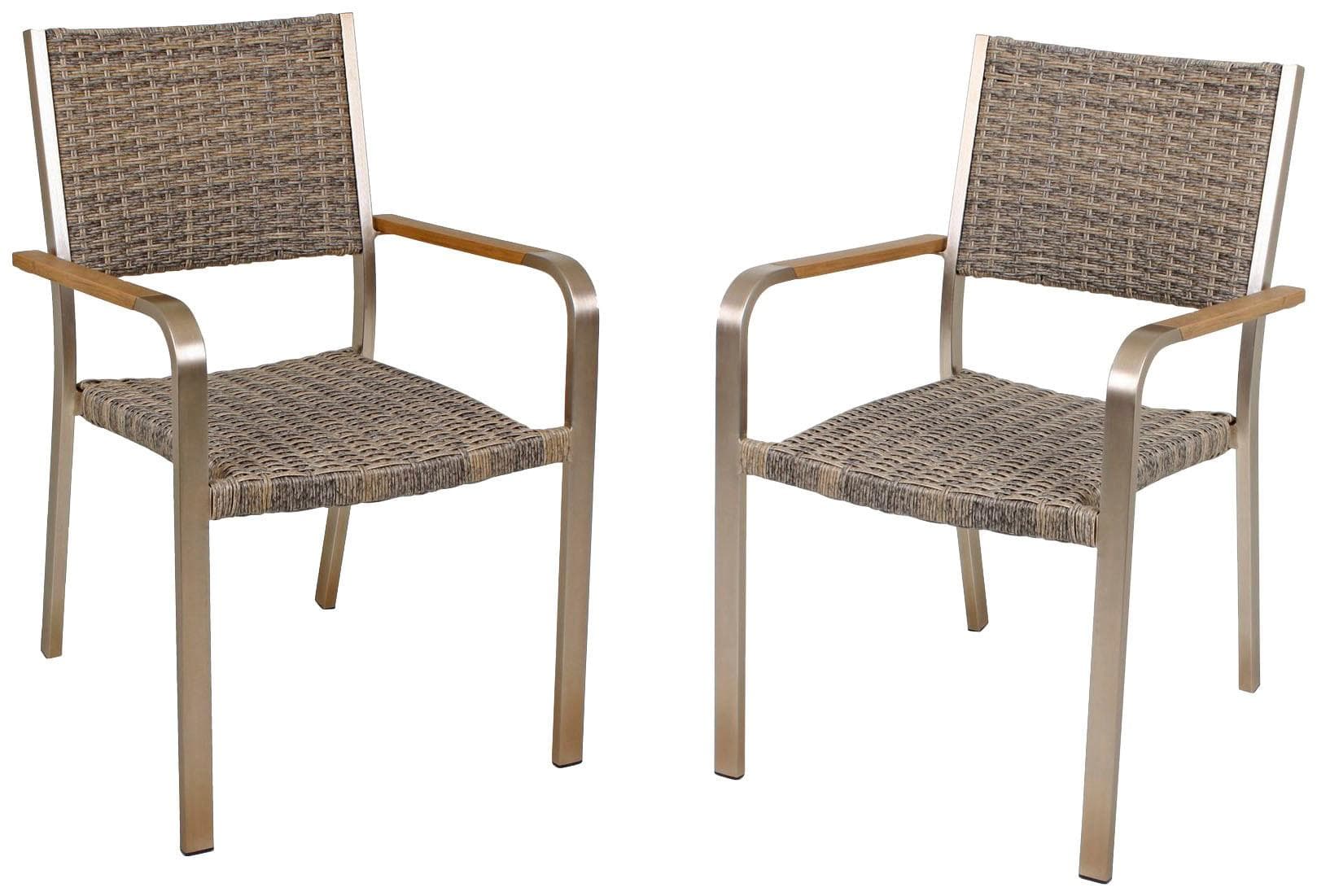 Stapelstuhl Garten Braun/Champagner Kunststoff/Aluminium