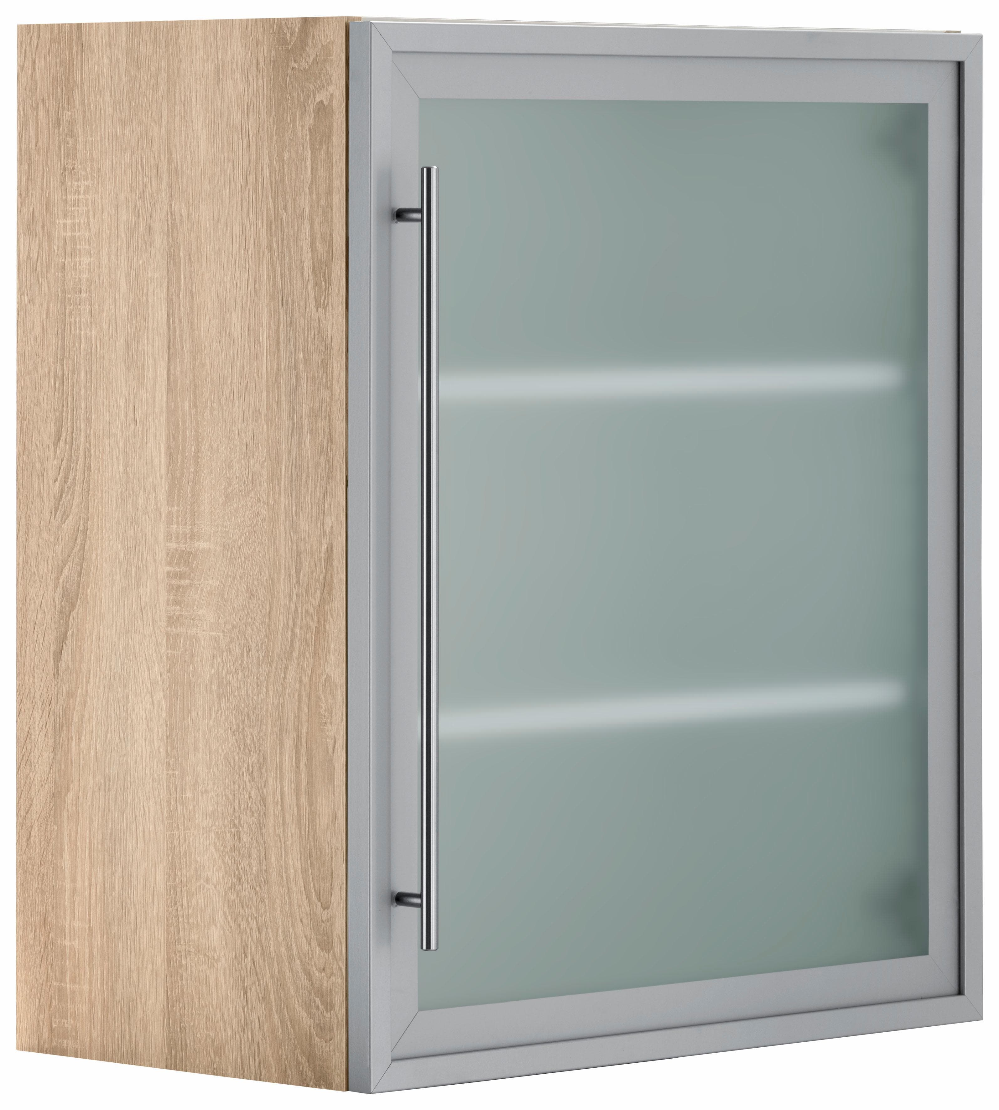 OPTIFIT Glashängeschrank Silber Eichefarben Hängeschrank
