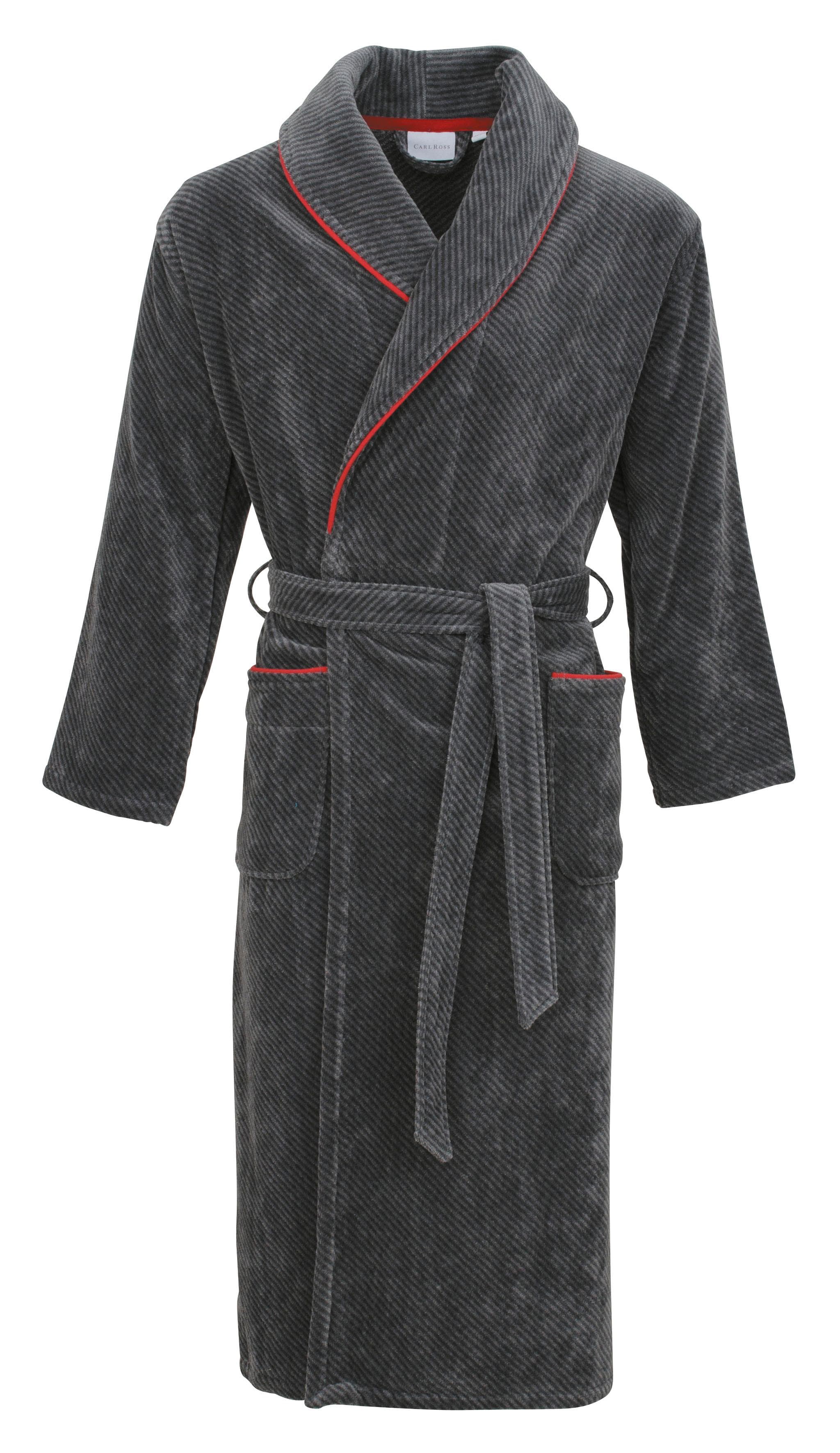 Carl Ross Herrenbademantel Velours grau 48/50