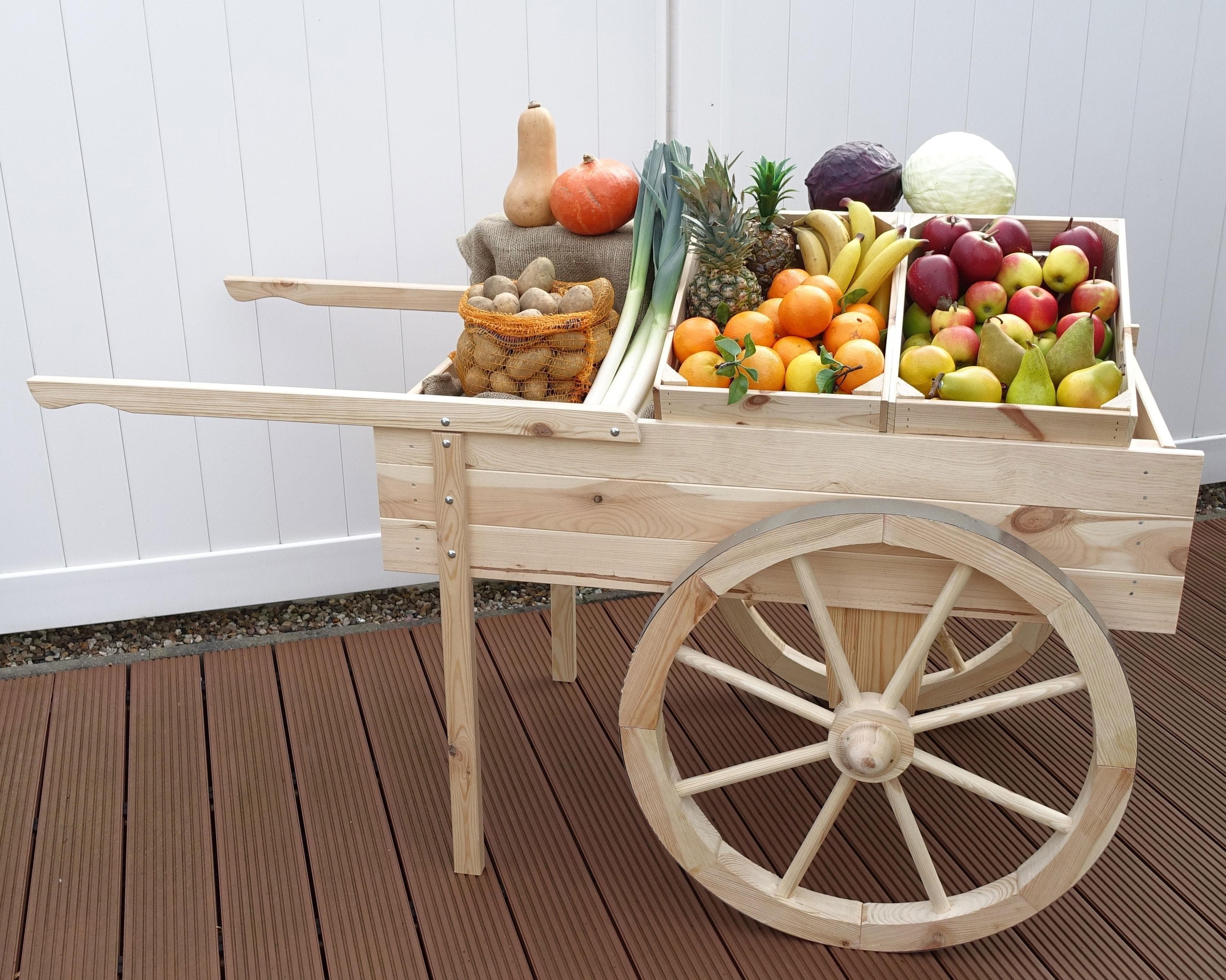 Transportkarren PROMADINO Marktwagen Natur Holzwerkstoff 173x82x80 cm