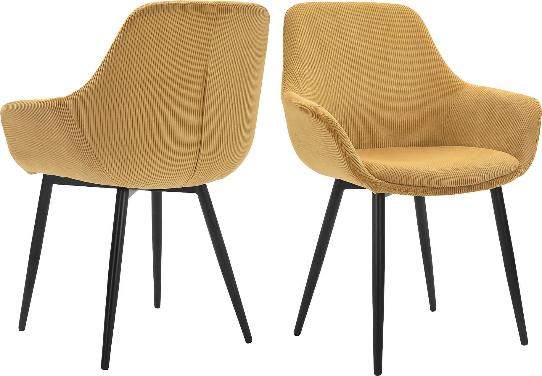 Salesfever Armlehnstuhl 2er Set Gold Schwarz Cord-Optik