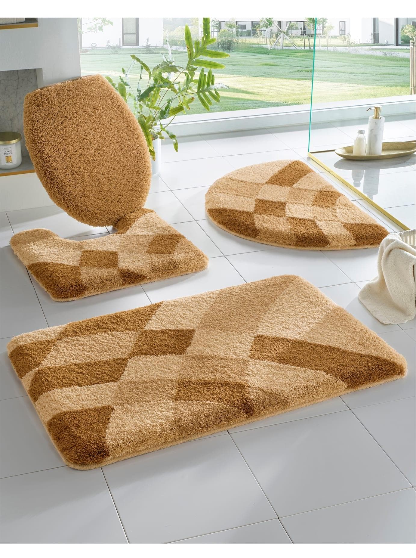 Hagemann Badematte beige gemustert rutschhemmend