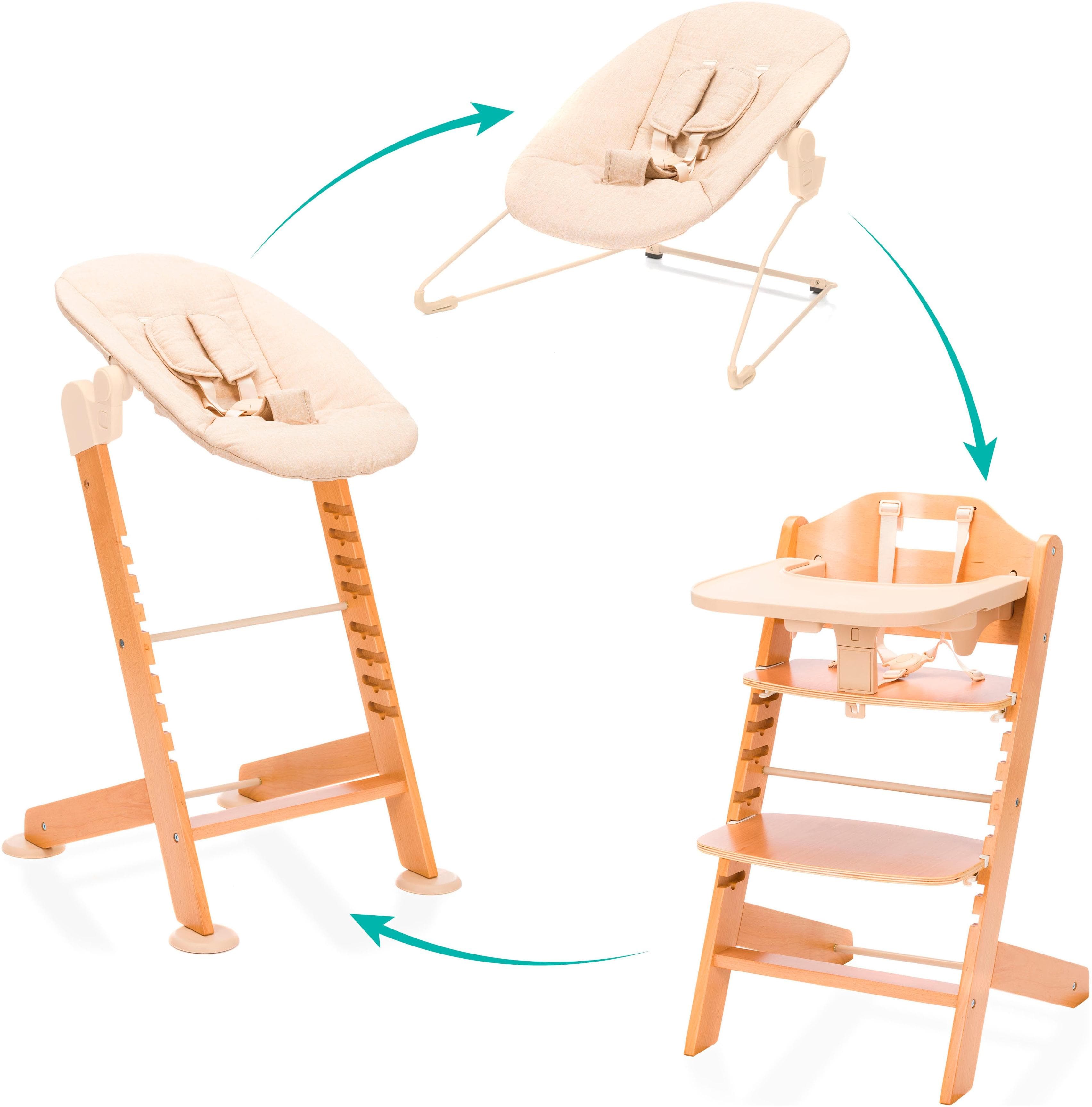 Fillikid Hochstuhl Pia Swing 3er Set Beige Massivholz