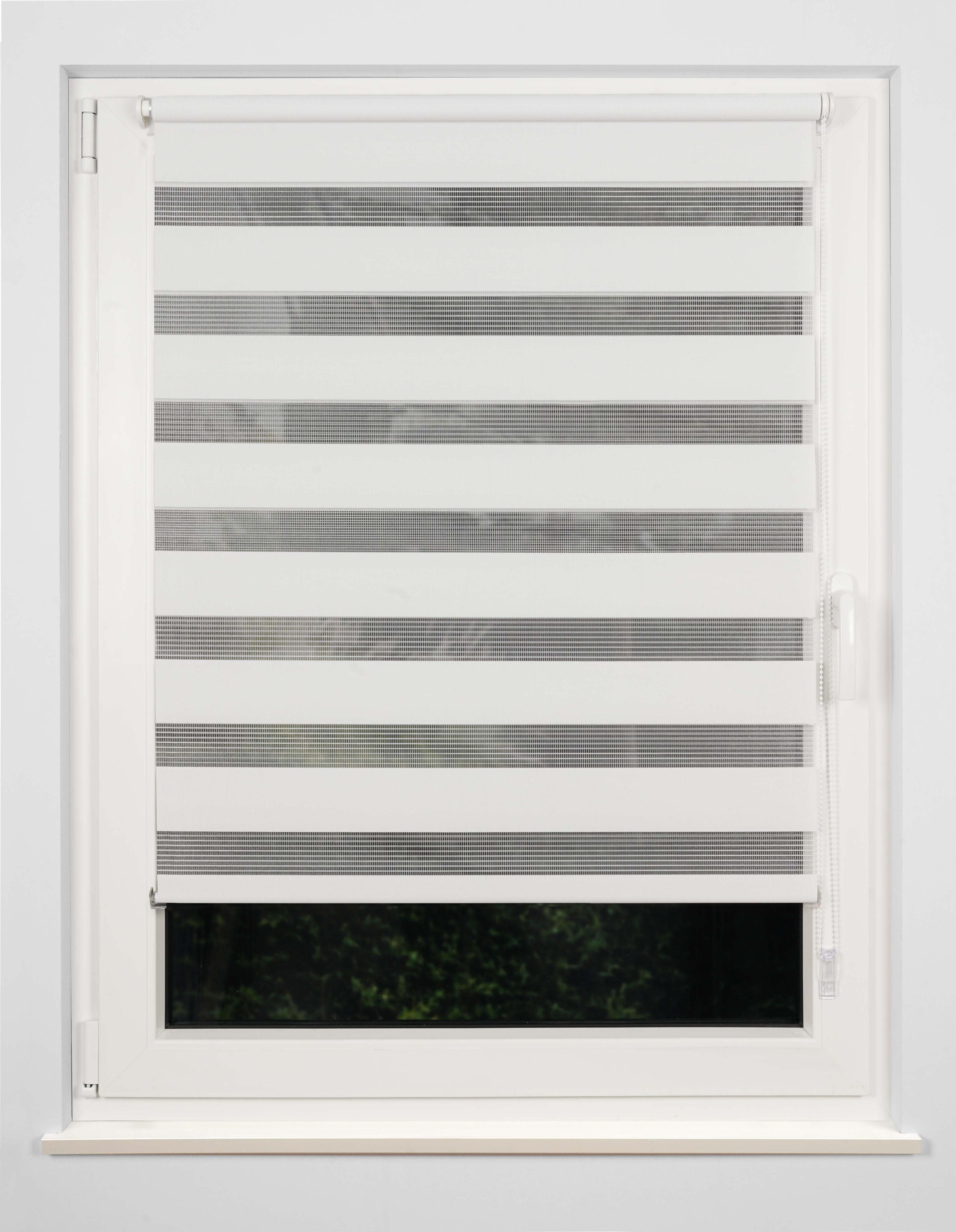Doppelrollo JUST Weiß von mydeco: Halbtransparenter Sichtschutz ohne Bohren