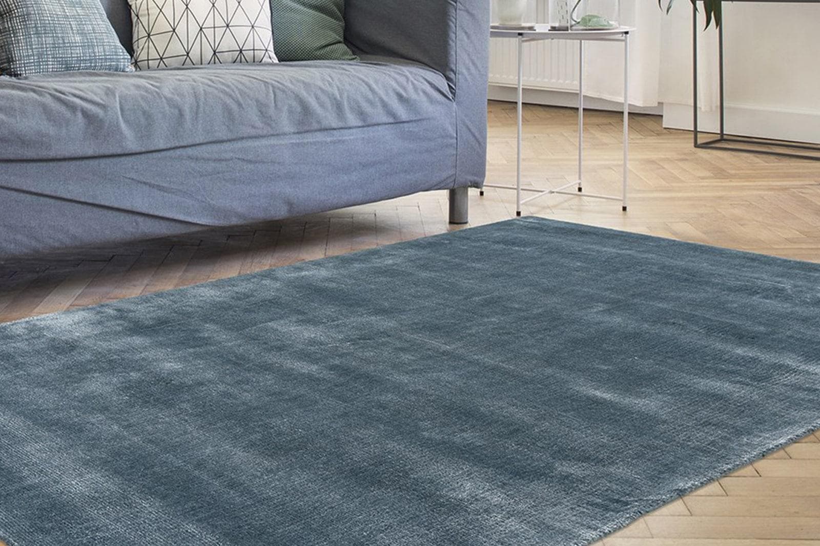 PADIRO Teppich Village 125 Blau Handgewebt