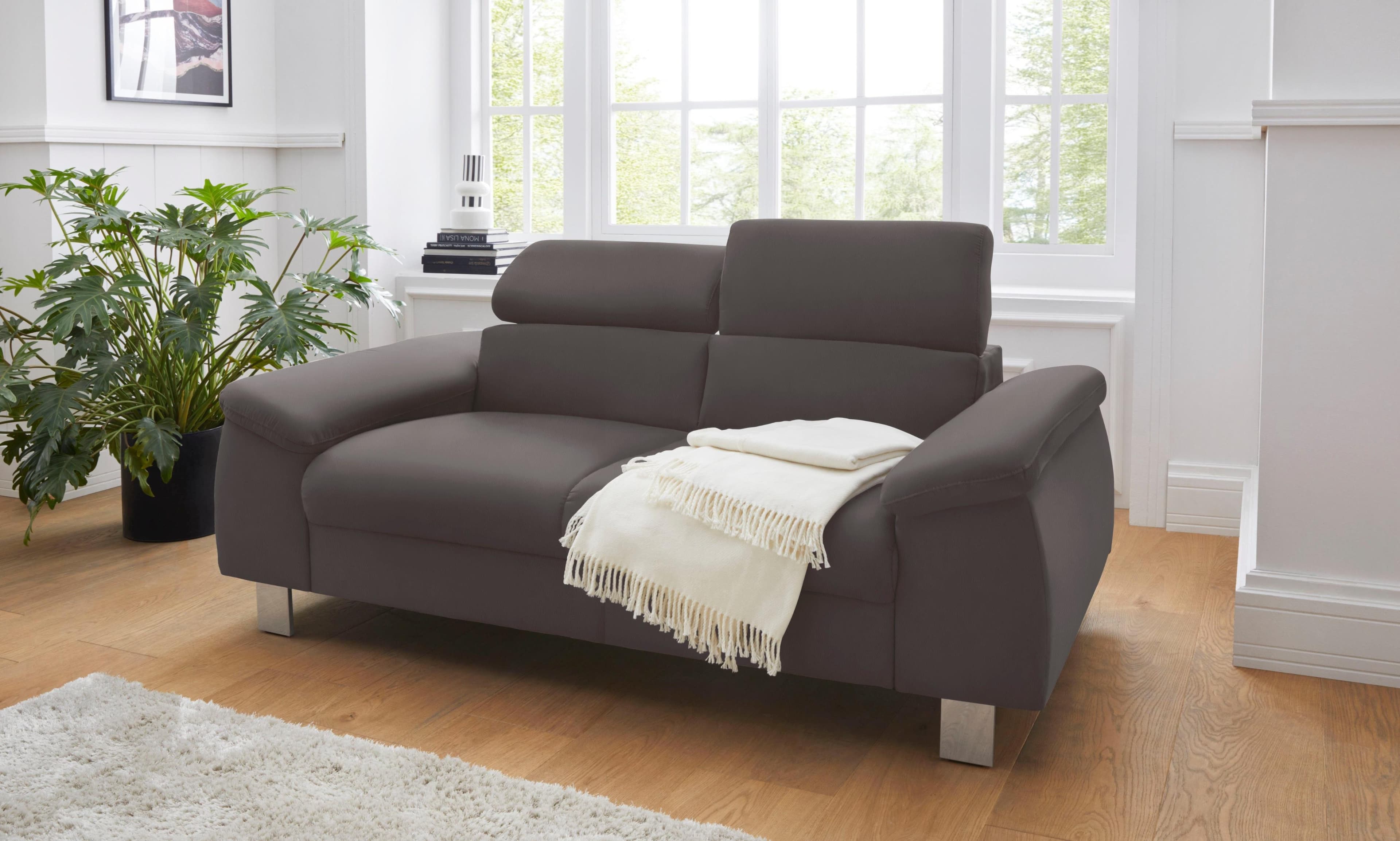 Polstergarnitur COTTA Komaris 2er-Sofa & Hocker grau