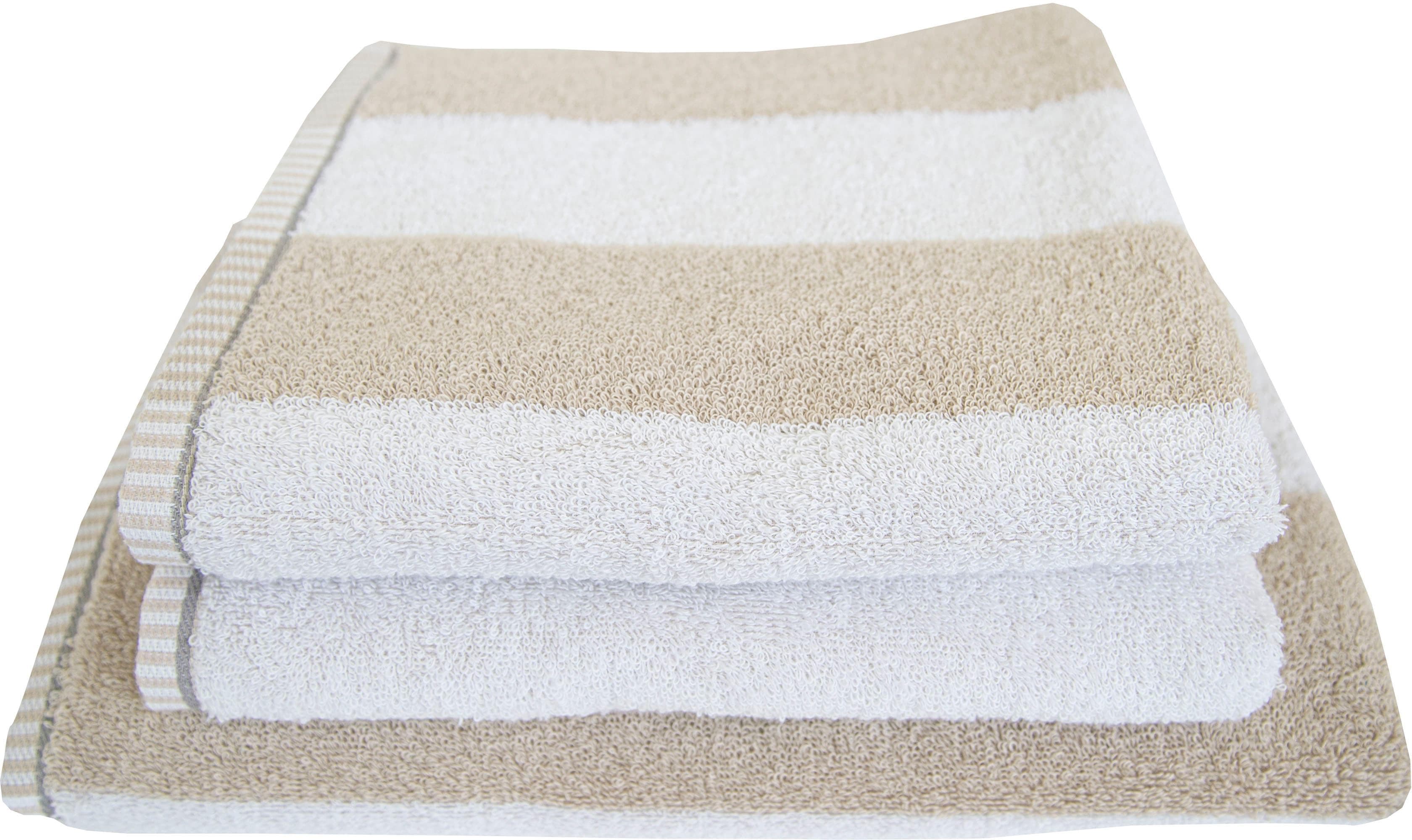 DYCKHOFF Handtuch Set Maritim Block Stripe Beige 3-tlg Frottier