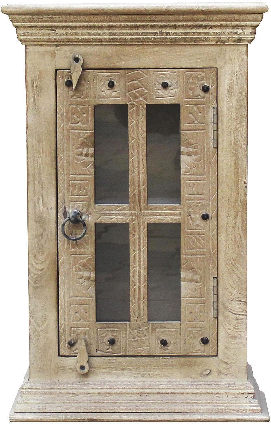 SIT Hängeschrank Daipur Natur/Antikgrau Massivholz Glas