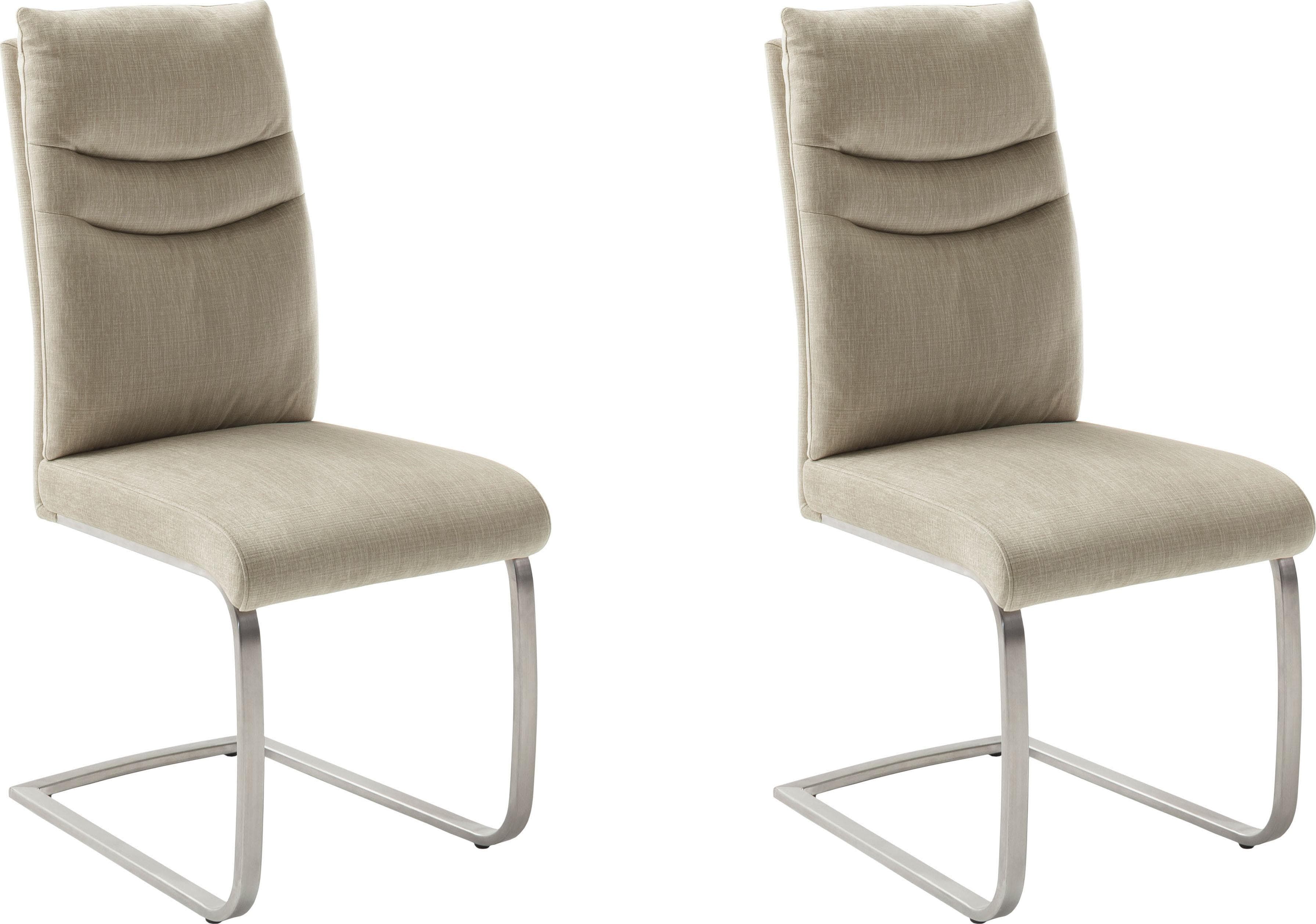 MCA FURNITURE Gibara Schwingstuhl 2er Set Creme Edelstahl