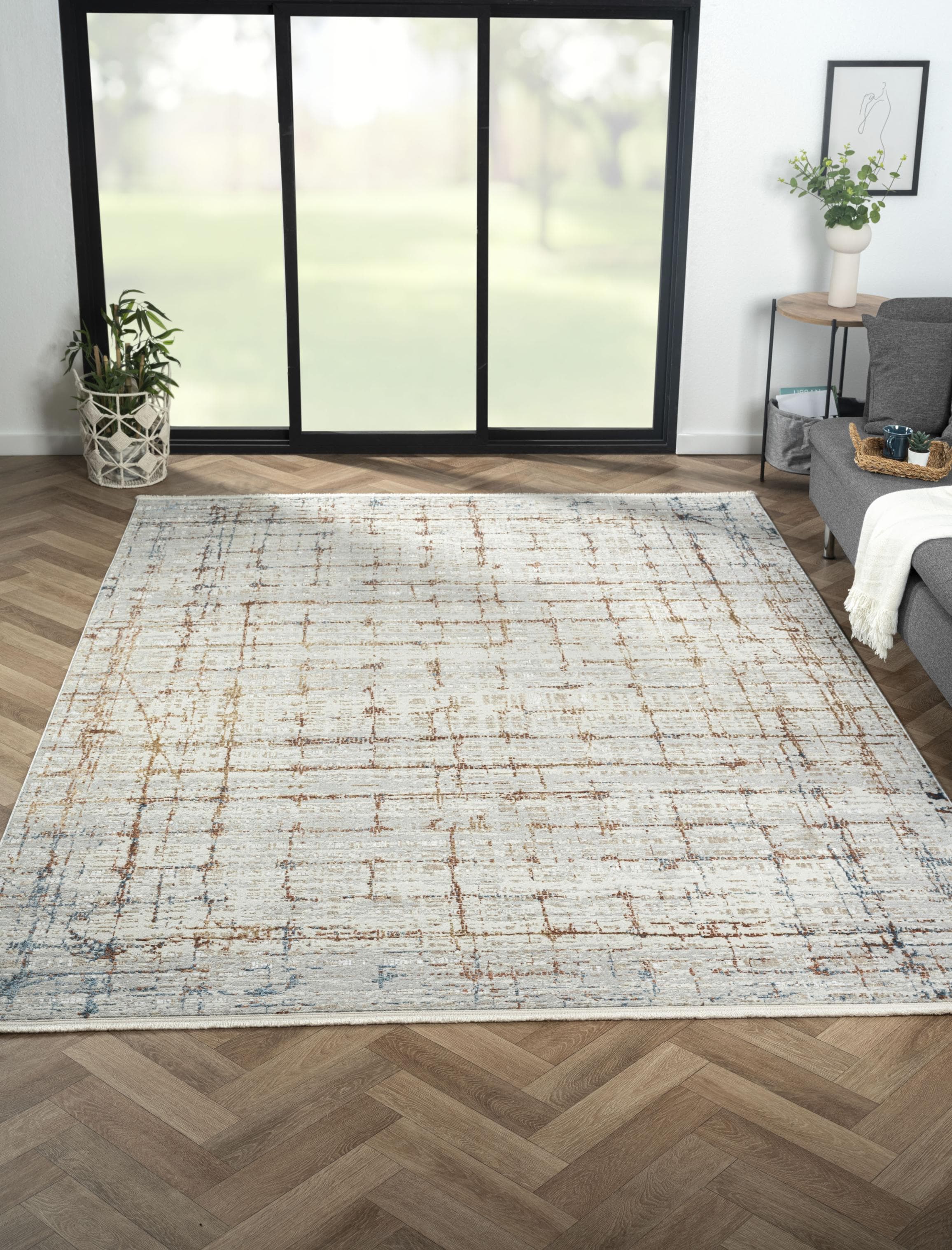 MyFlair Teppich Esme 3 Vintage Look Grau/Braun Polyester