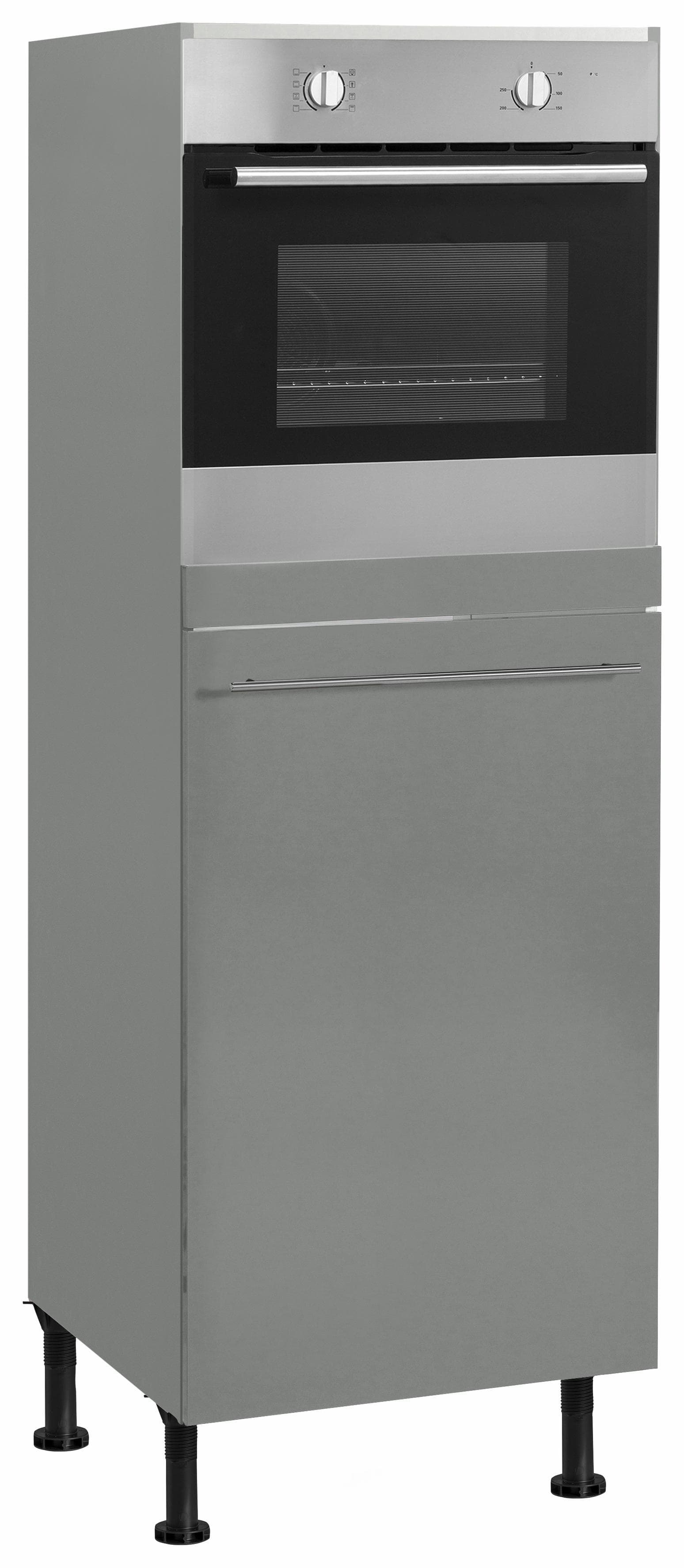 OPTIFIT Bern Backofen/Kühlumbauschrank Grau Metallgriff